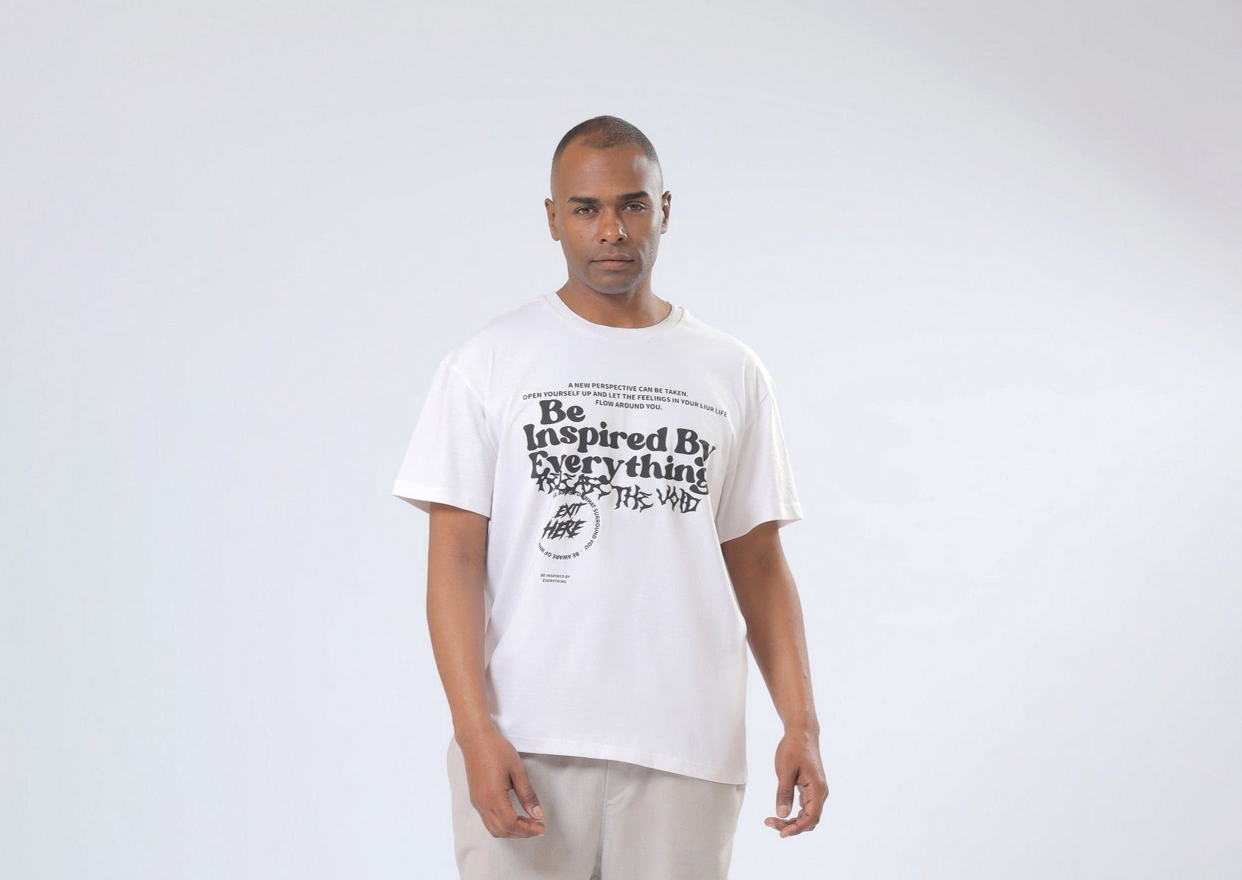 Be Inspired Print Oversize White T-Shirt