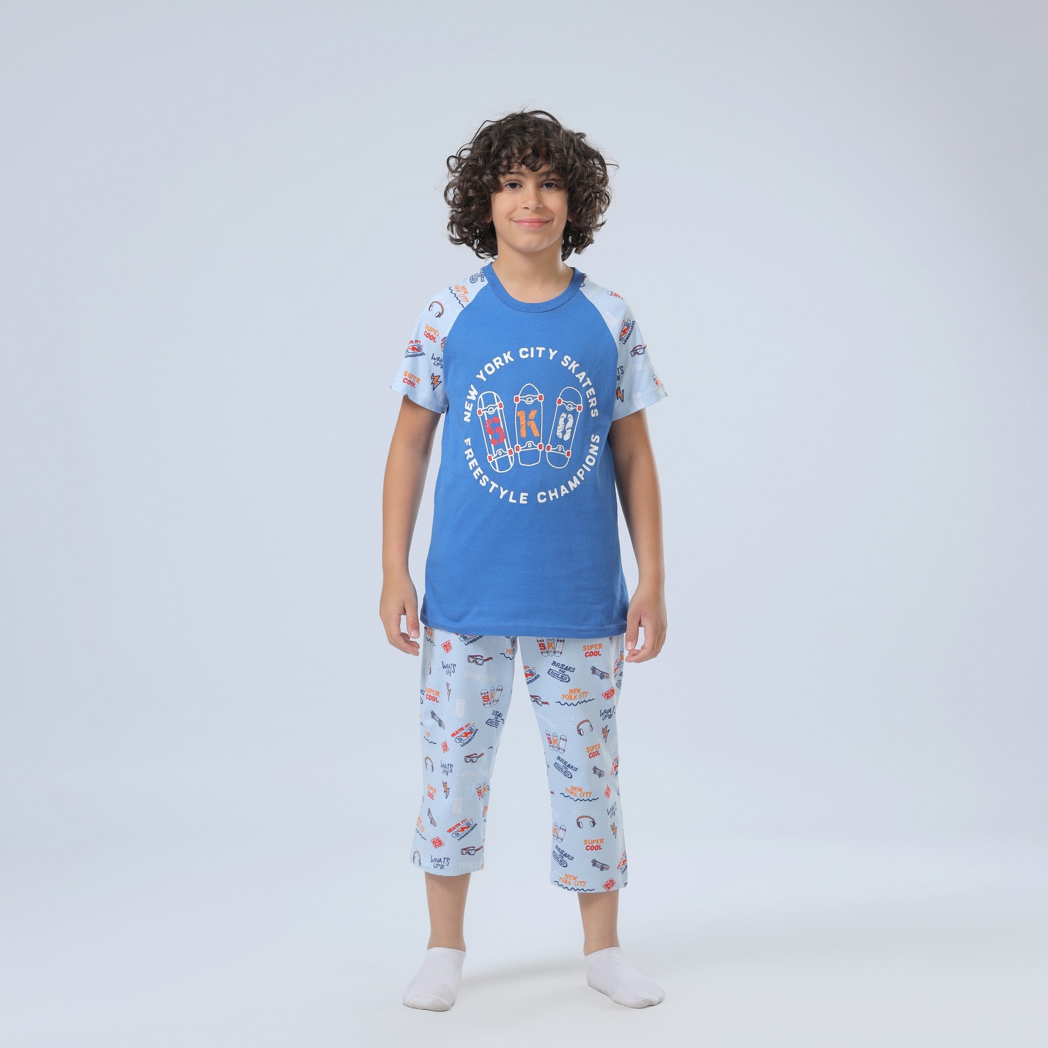 Skate Print Blue Pajama