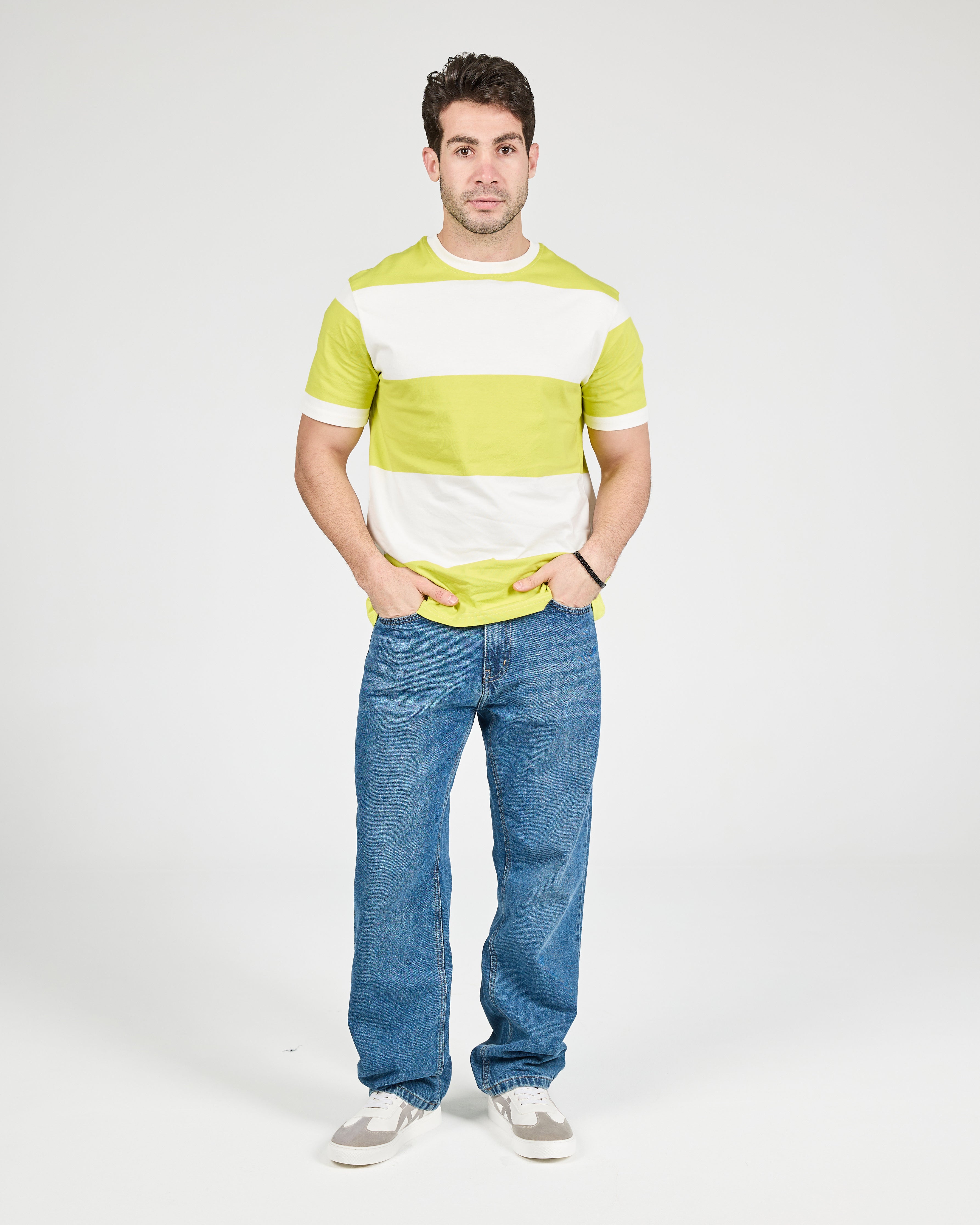 MEN STRIPPED HALF SLEEVES T-SHIRT