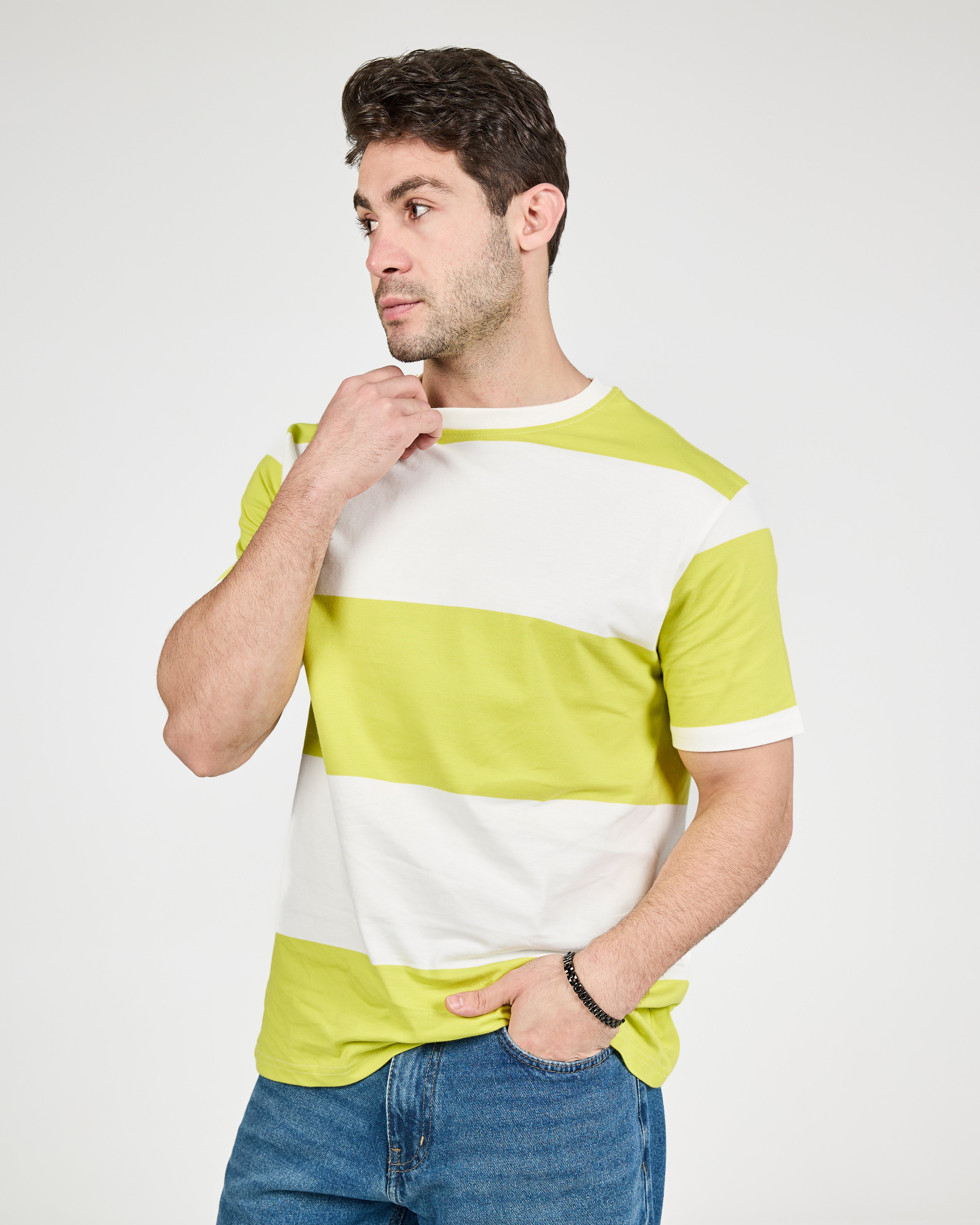 MEN STRIPPED HALF SLEEVES T-SHIRT