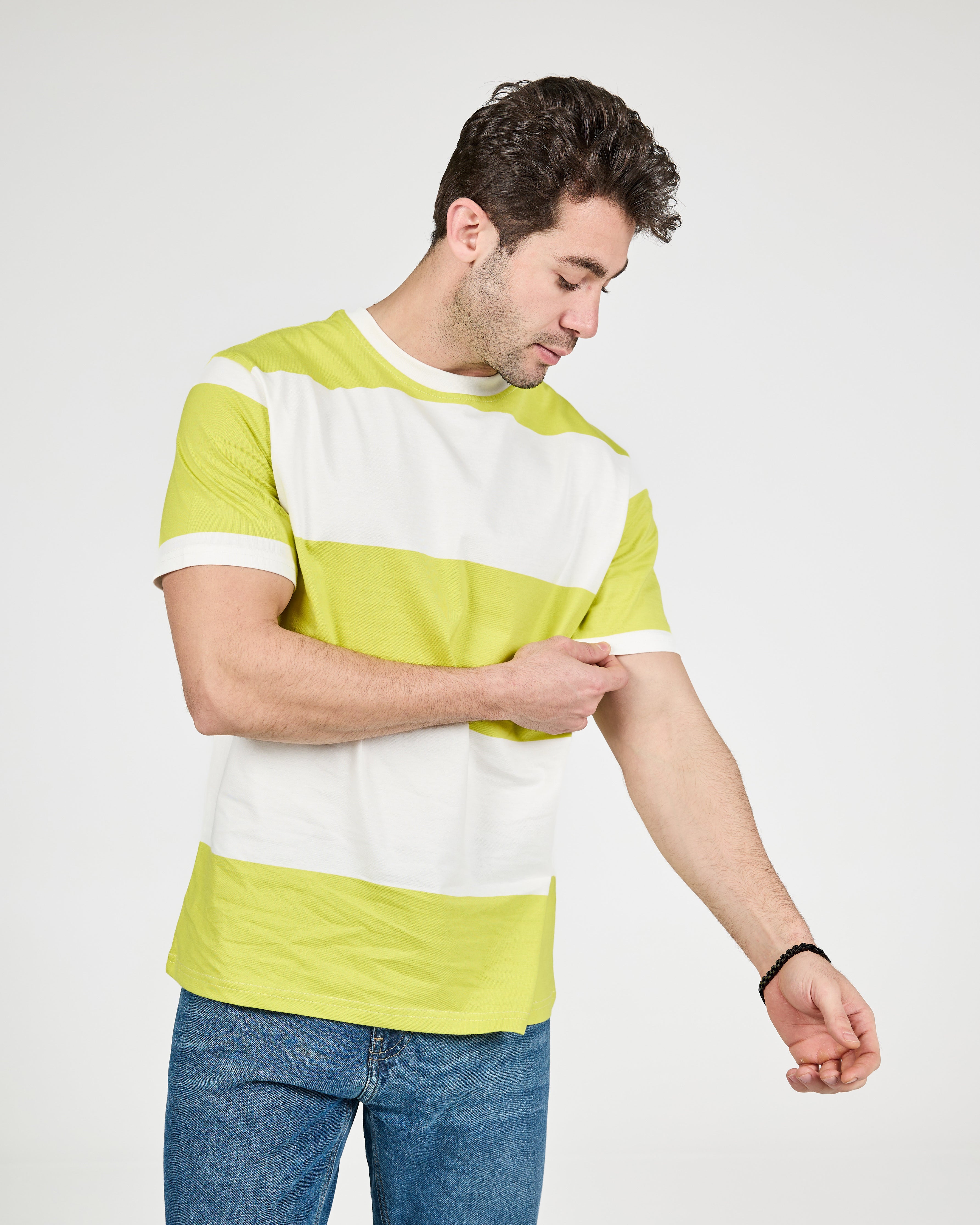 MEN STRIPPED HALF SLEEVES T-SHIRT