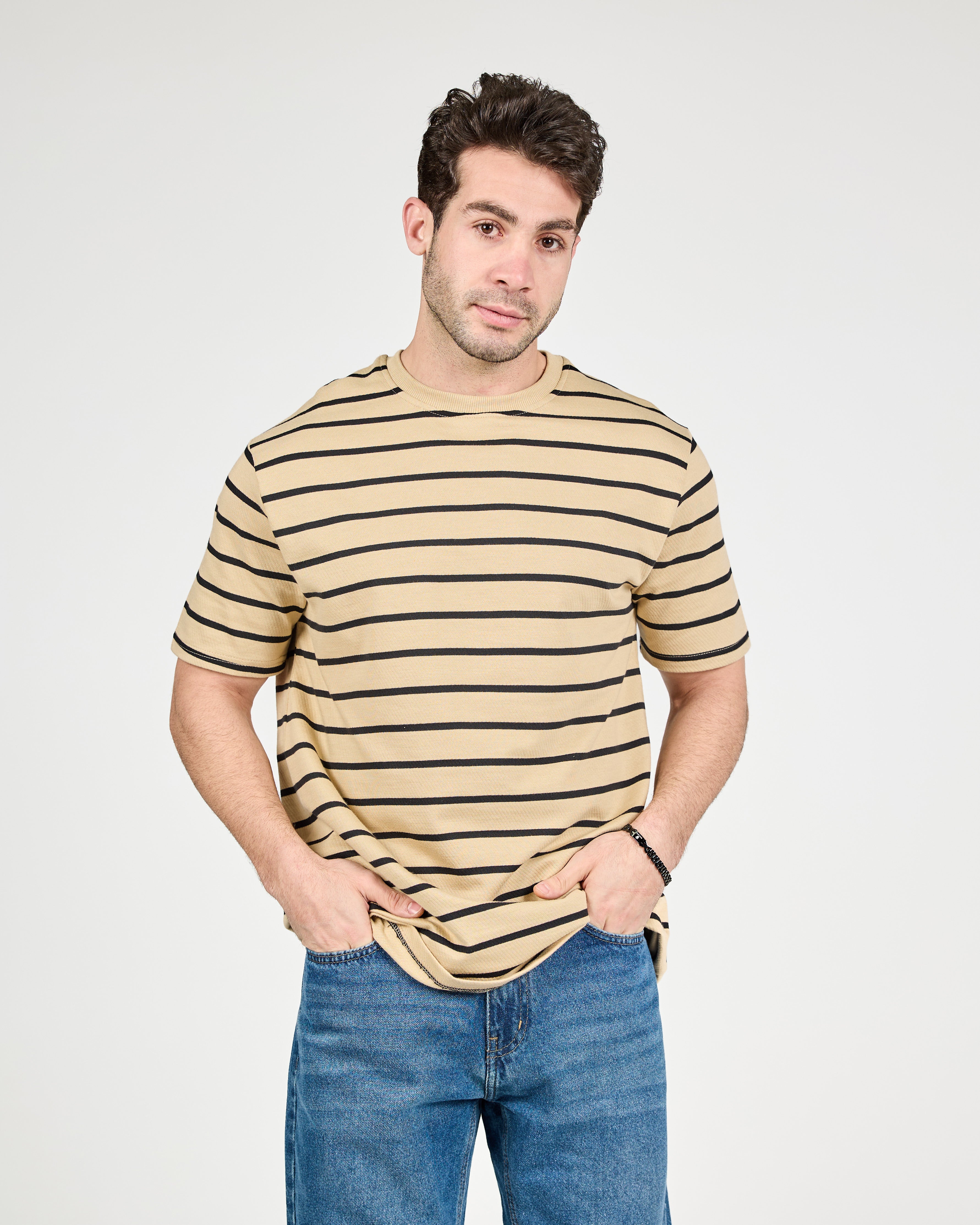 MEN STRIPPED HALF SLEEVES T-SHIRT
