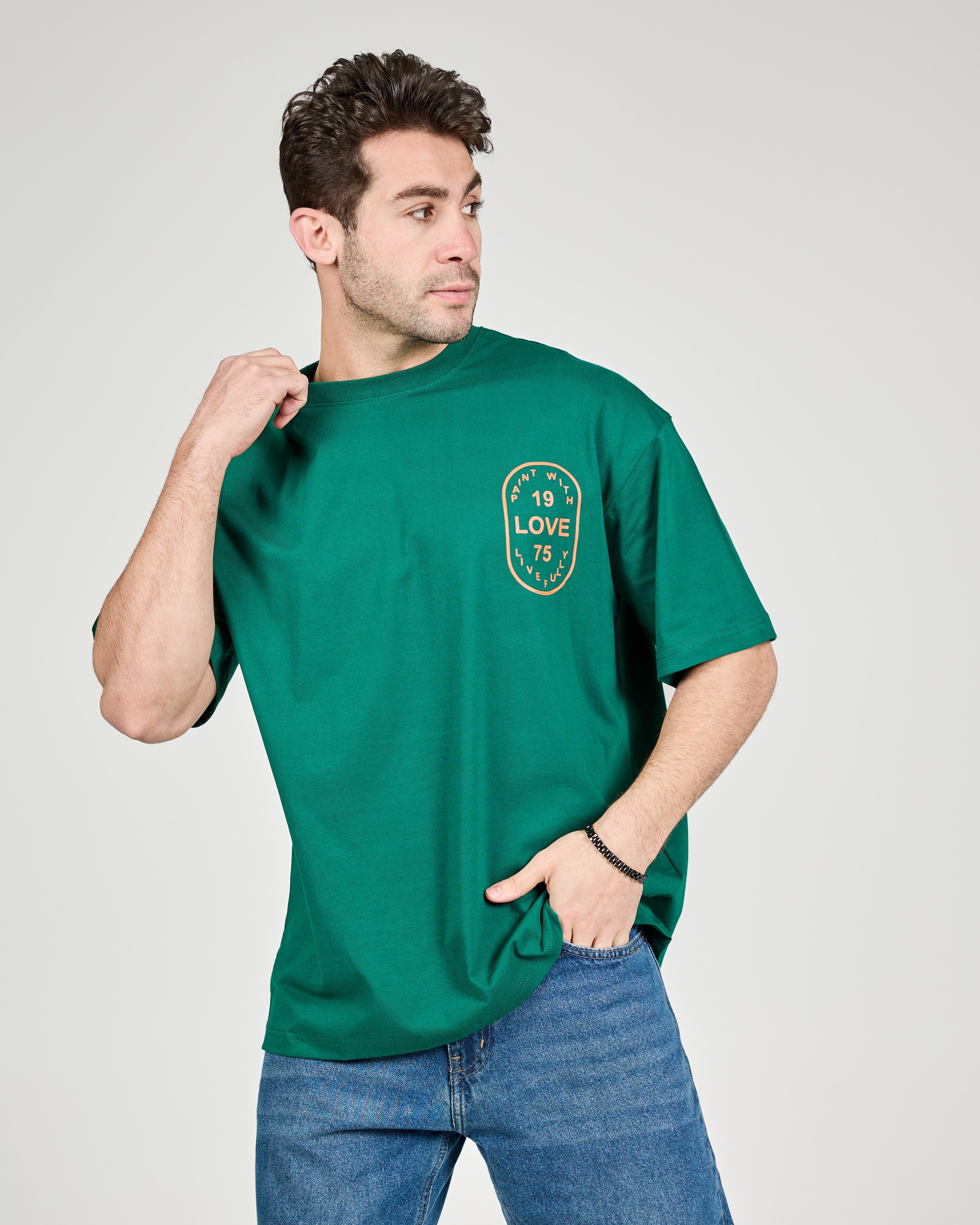 Men Printed Live Fully Half SLeeves T-shirt Over Size