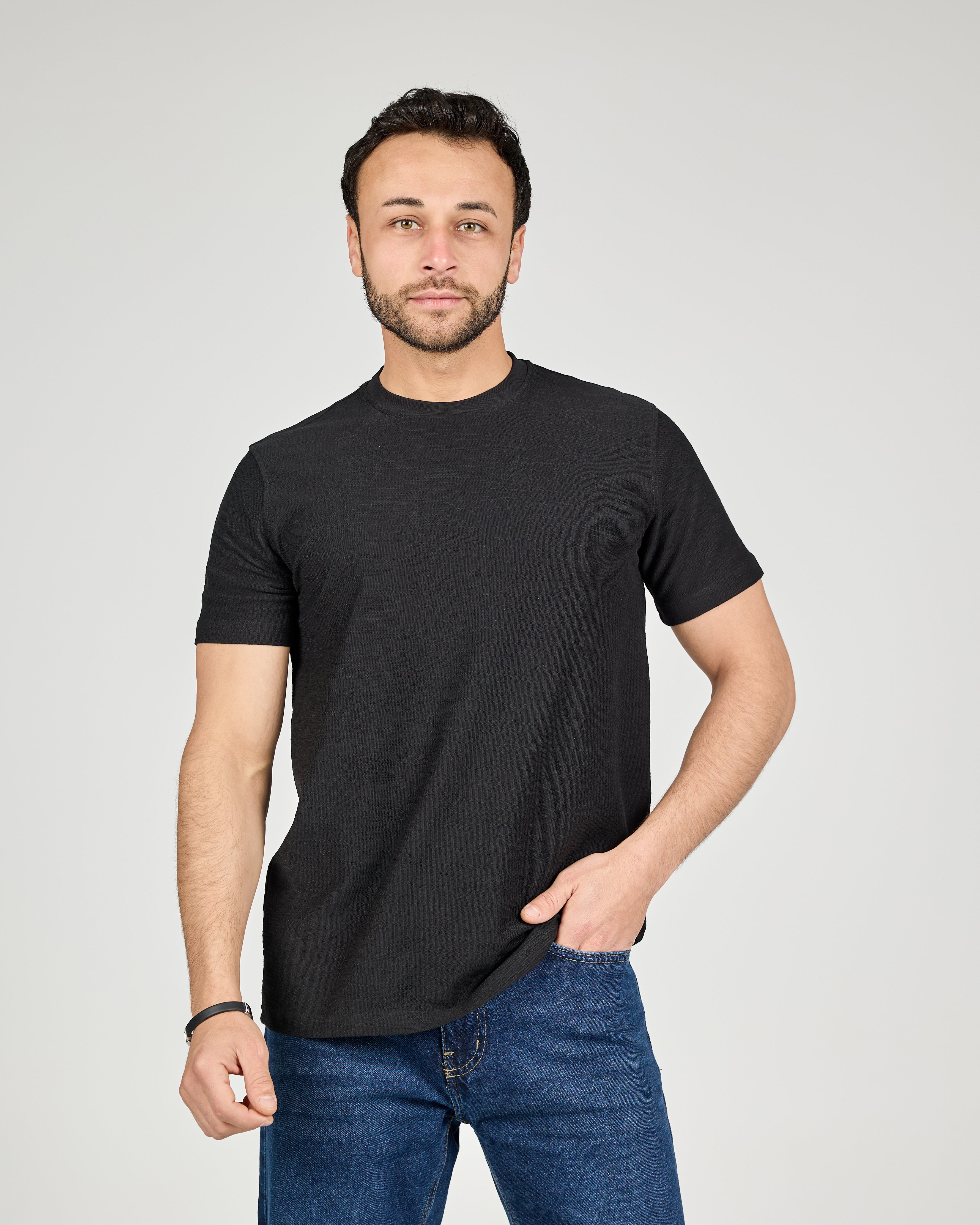Men Jaqured Half Sleeves T-shirt