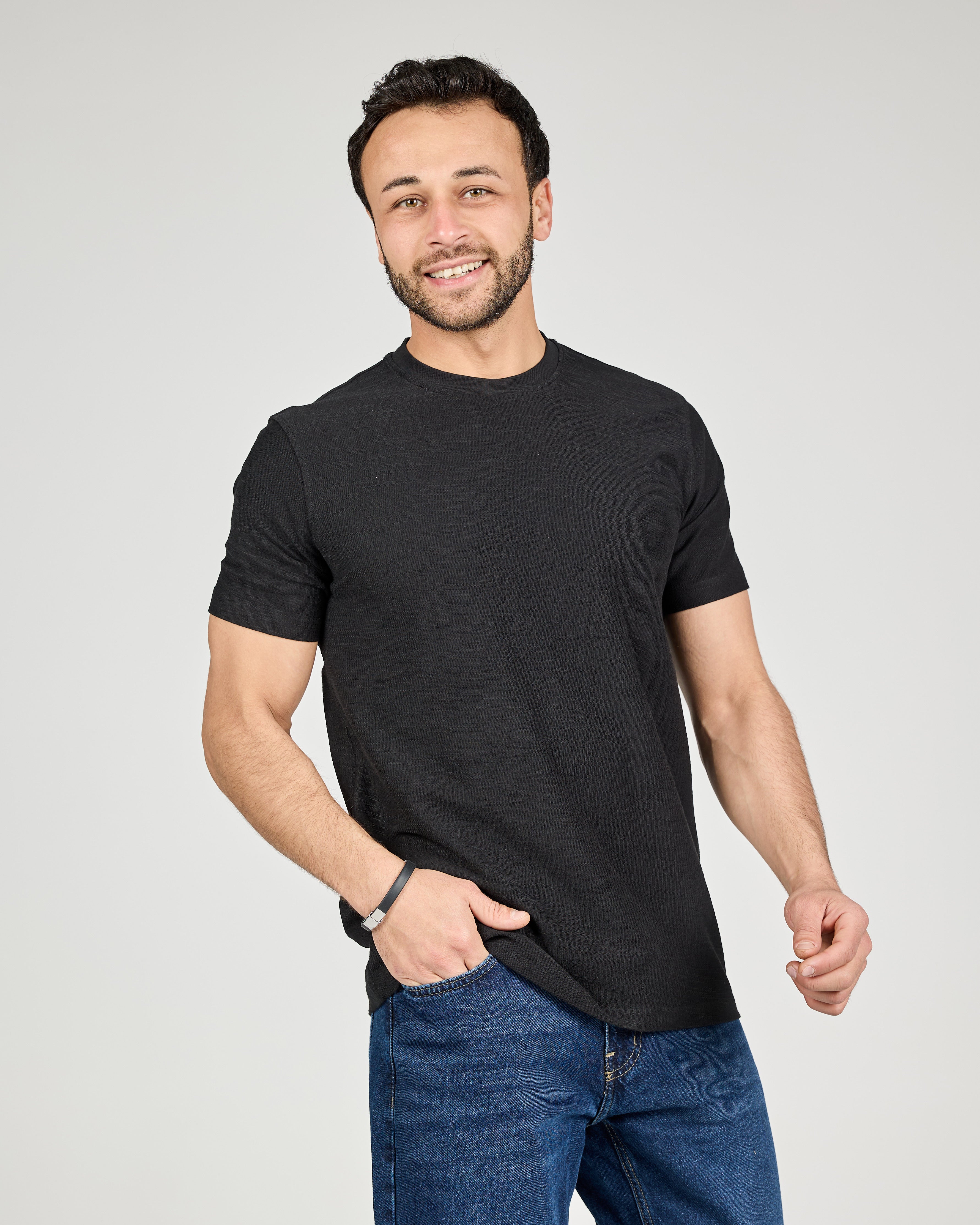 Men Jaqured Half Sleeves T-shirt