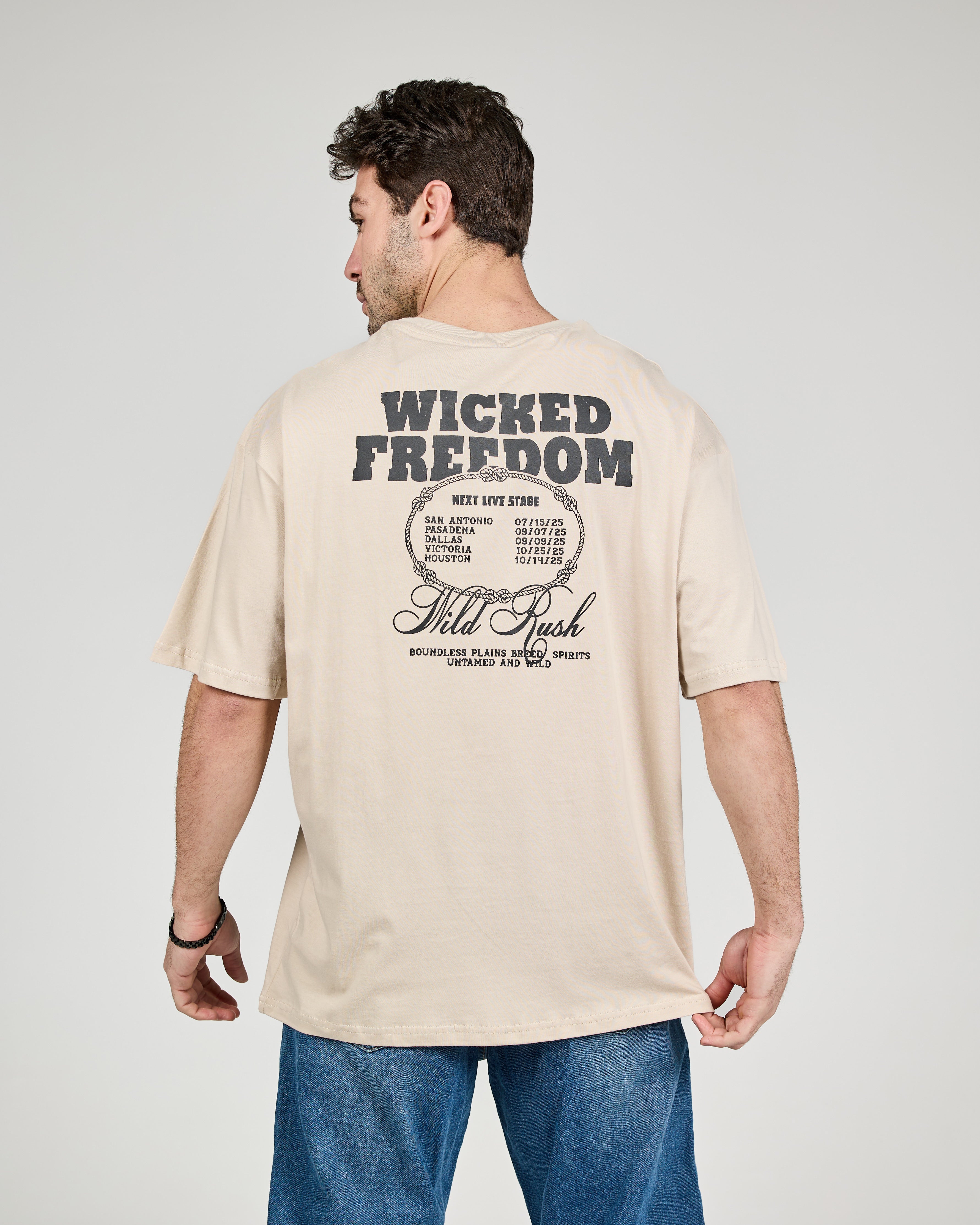 MEN PRINTED WICKED FREEDOM T-SHIRT OVER SIZE