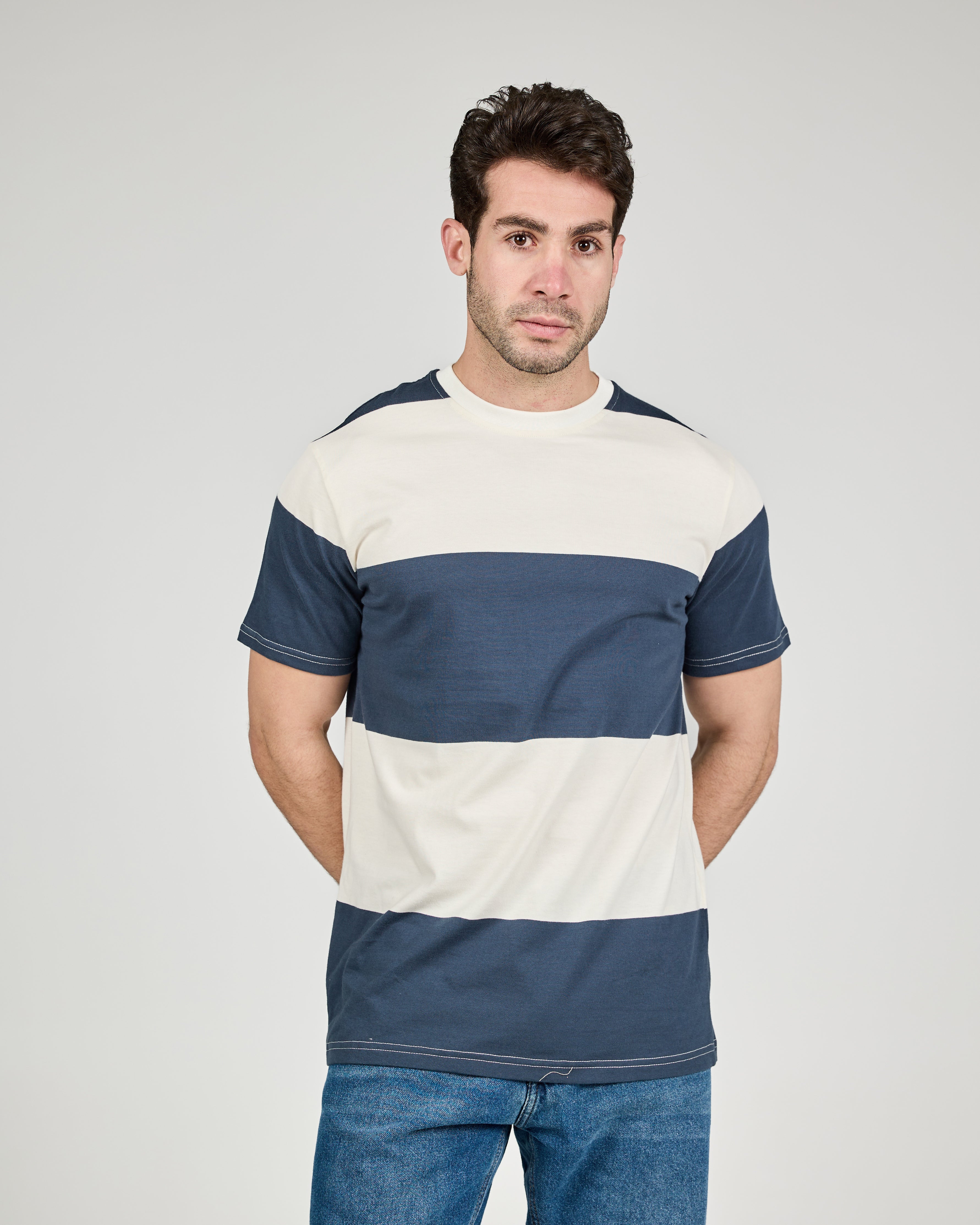 MEN STRIPPED HALF SLEEVES T-SHIRT