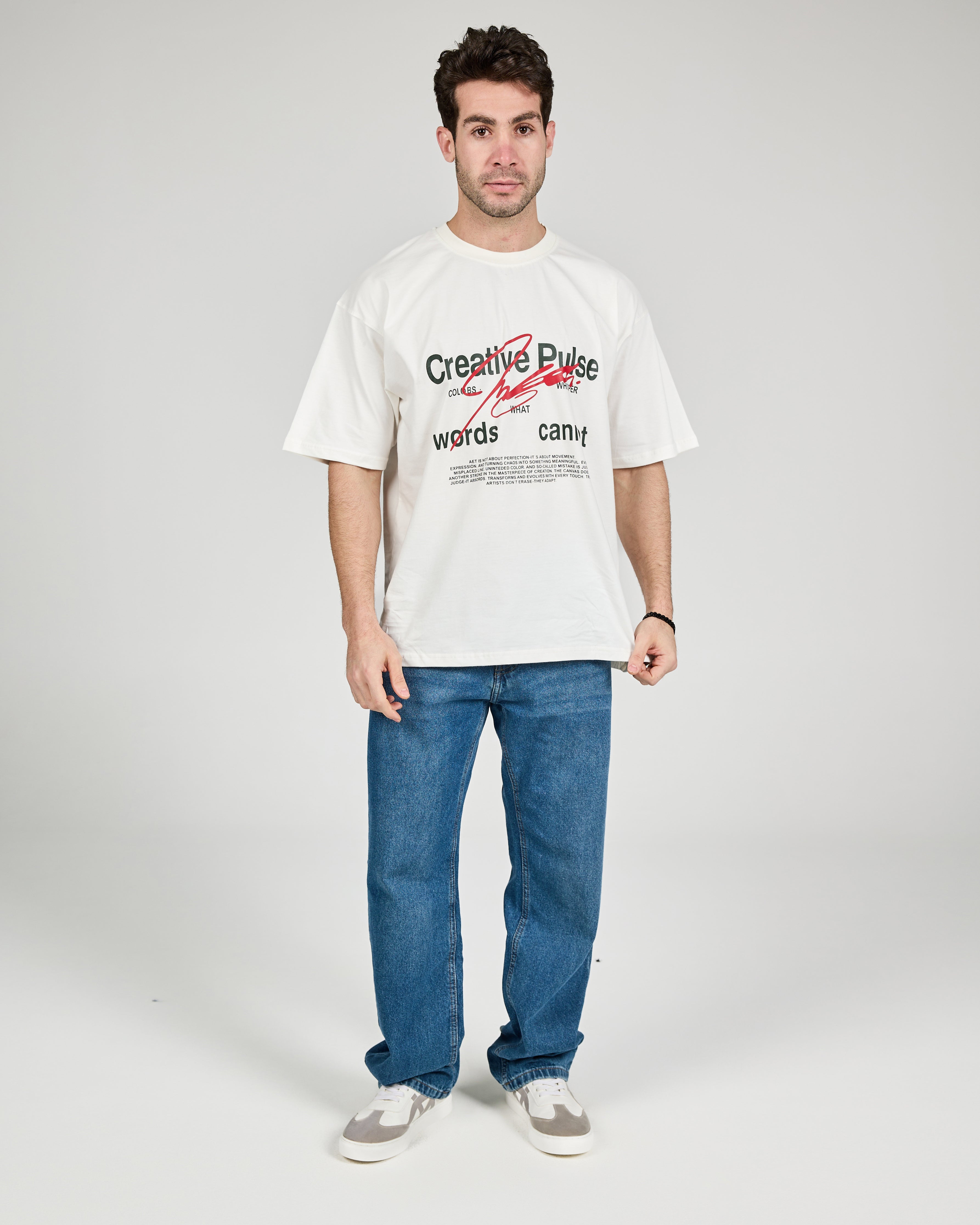 MEN OVER SIZE PRINTED CREATIVE PULSE T-SHIRT