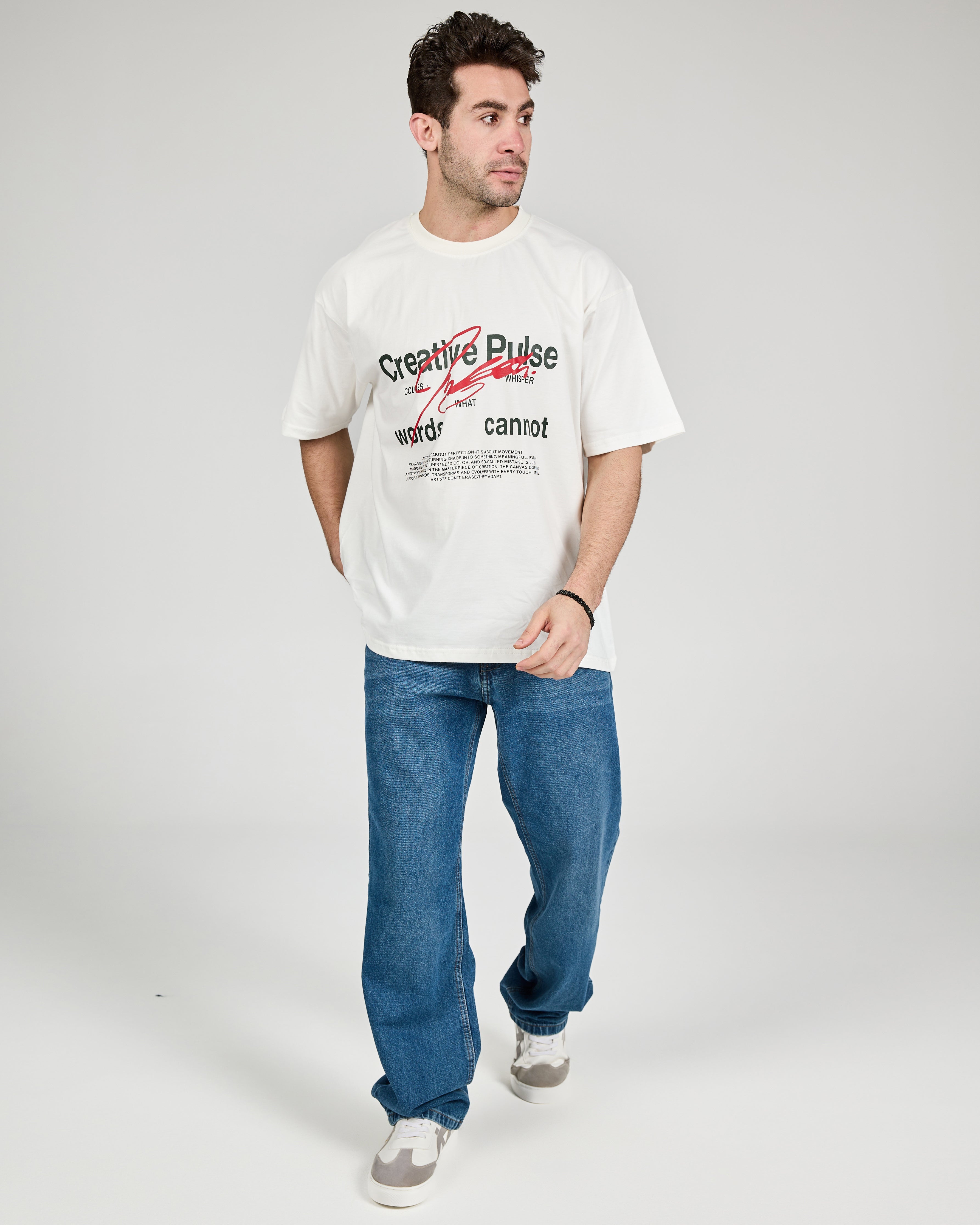 MEN OVER SIZE PRINTED CREATIVE PULSE T-SHIRT
