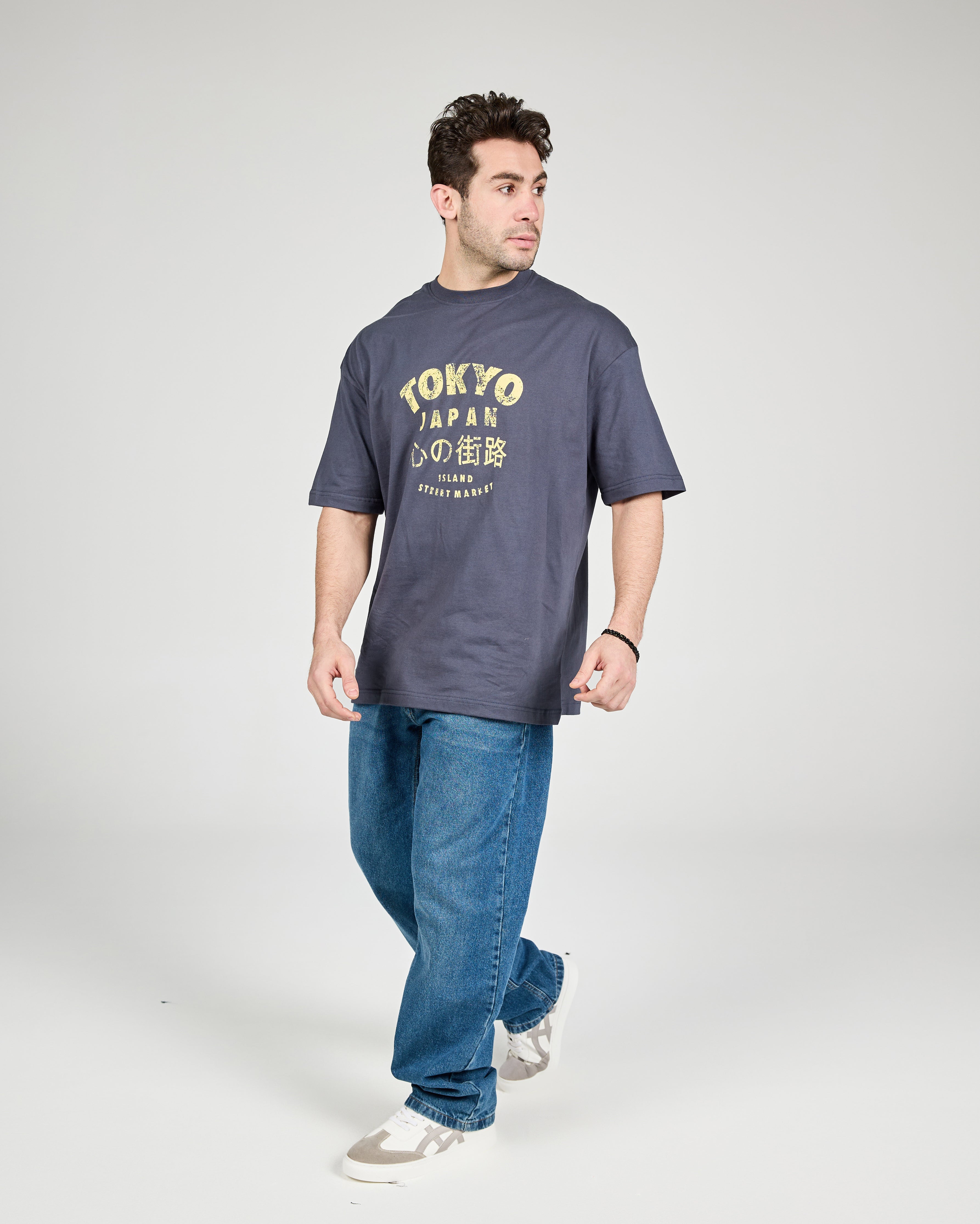 Men Printed Tokyo Half Sleeves T-shirt Over Size