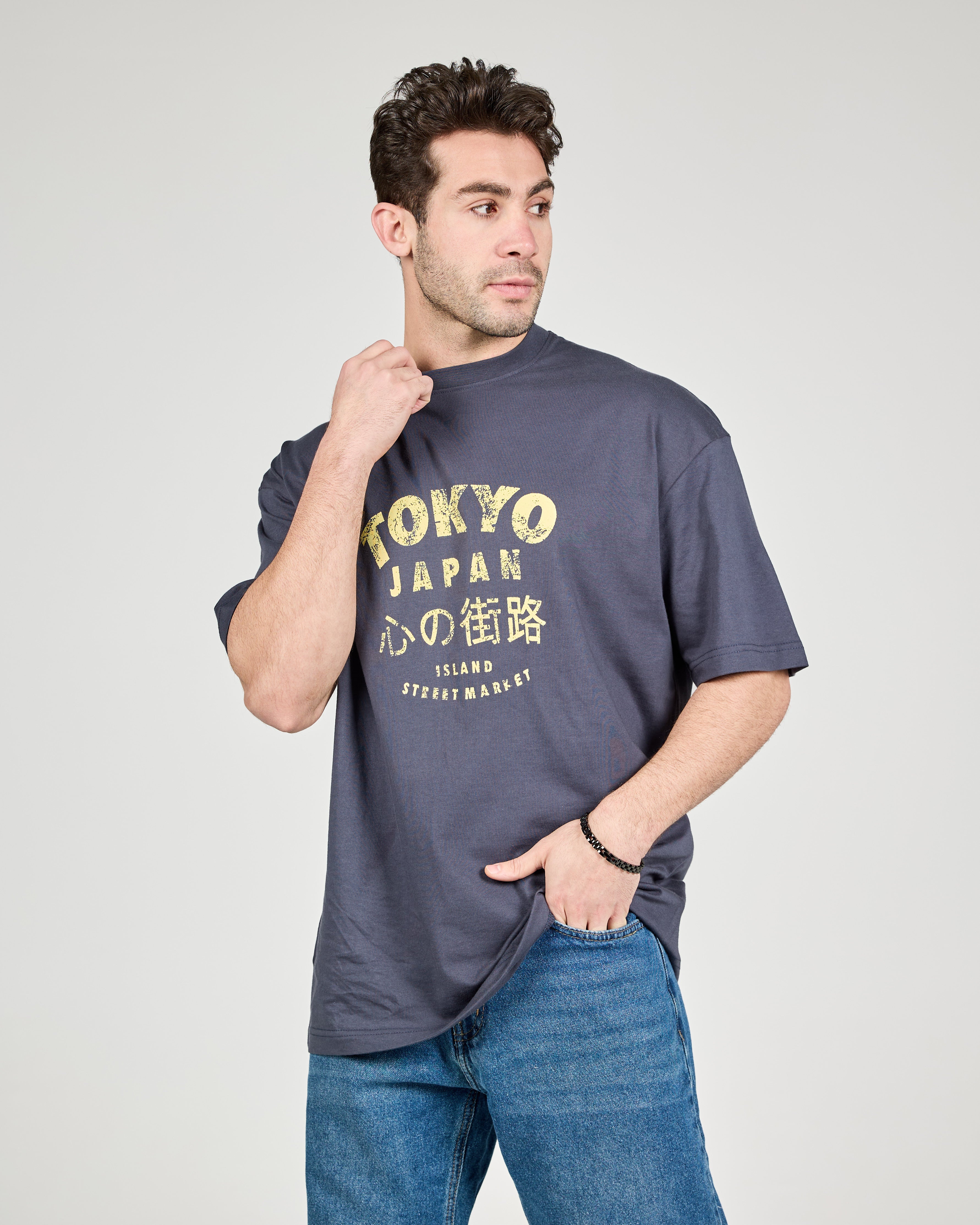 Men Printed Tokyo Half Sleeves T-shirt Over Size