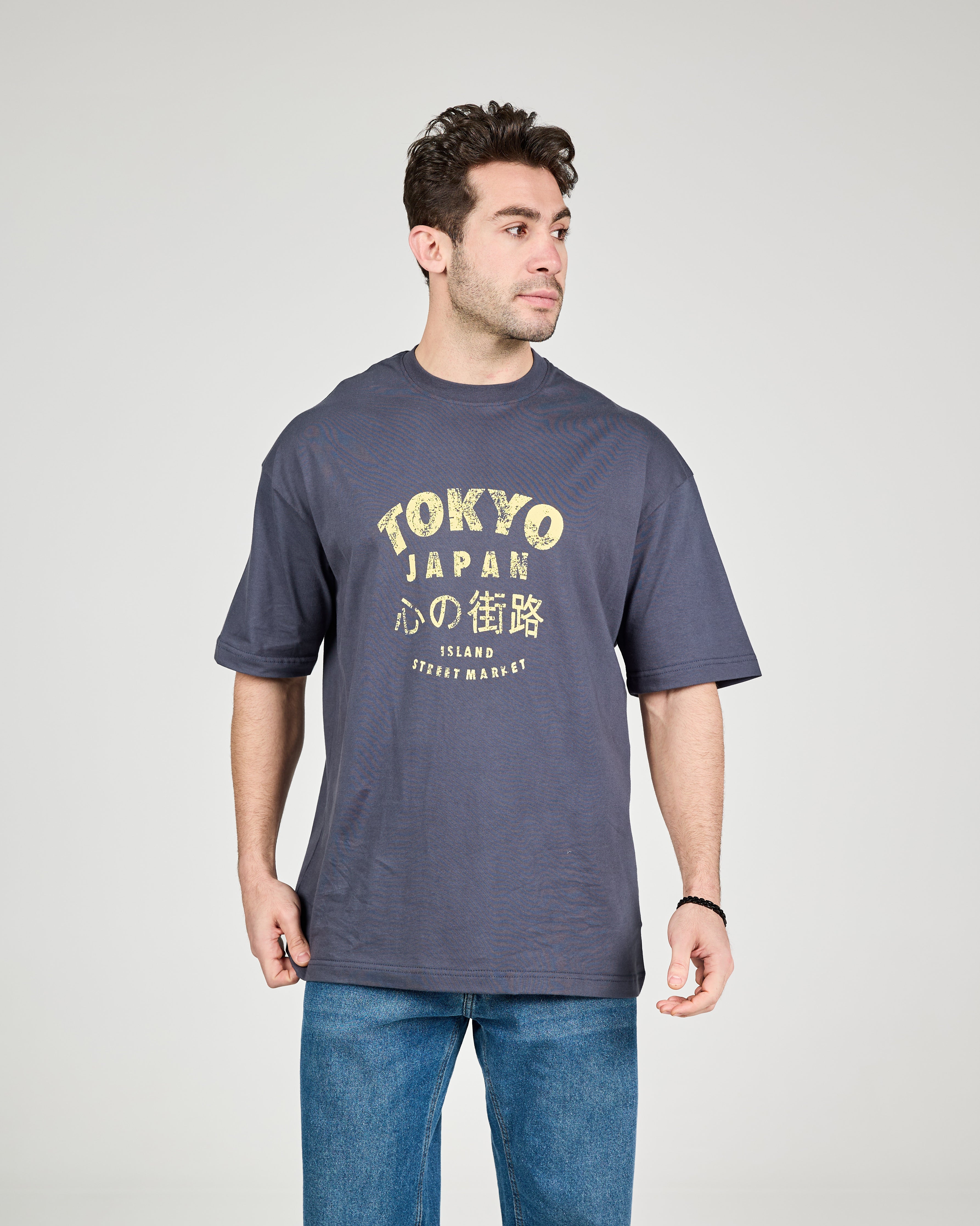 Men Printed Tokyo Half Sleeves T-shirt Over Size