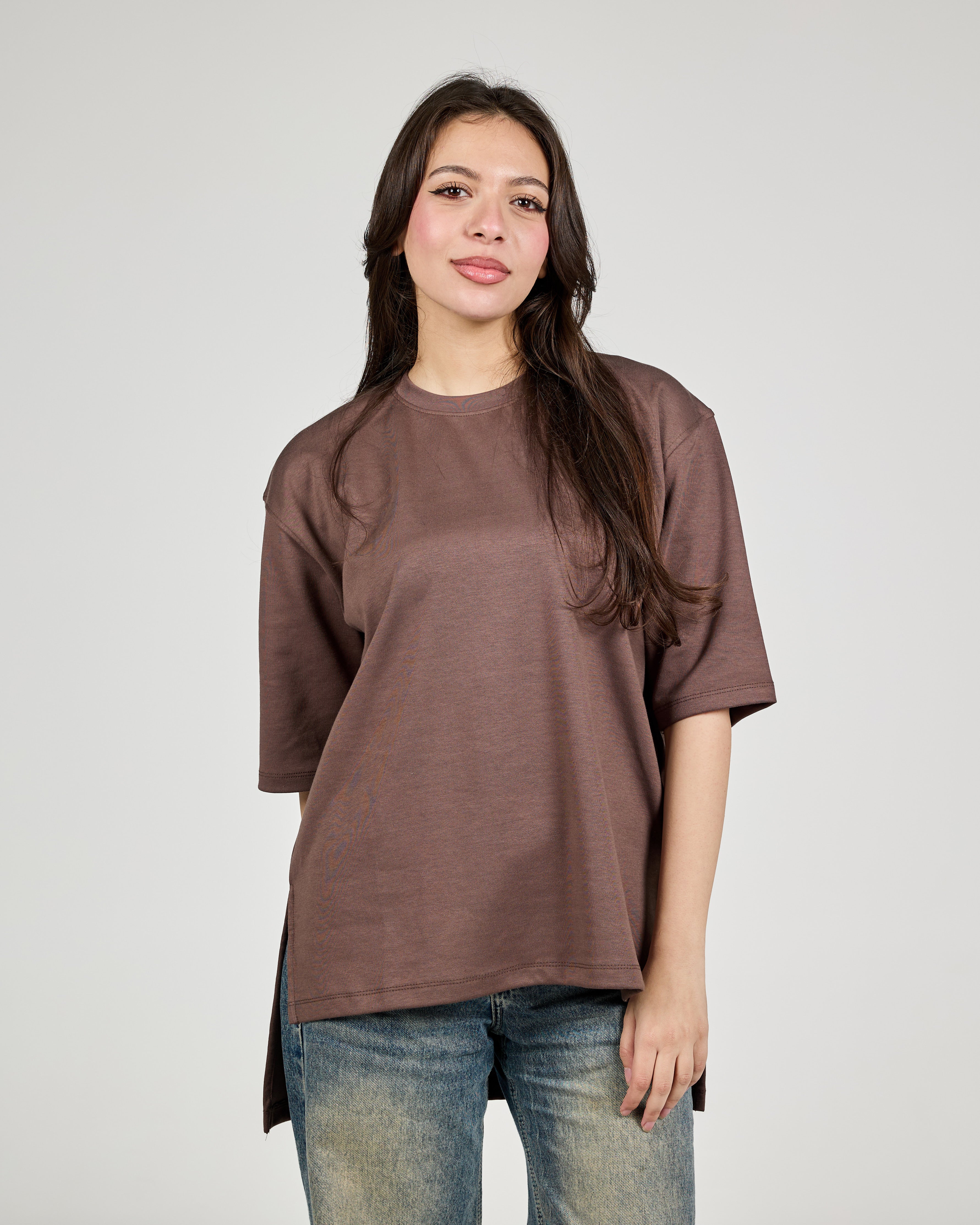 Women Plain Half Sleeves T-shirt