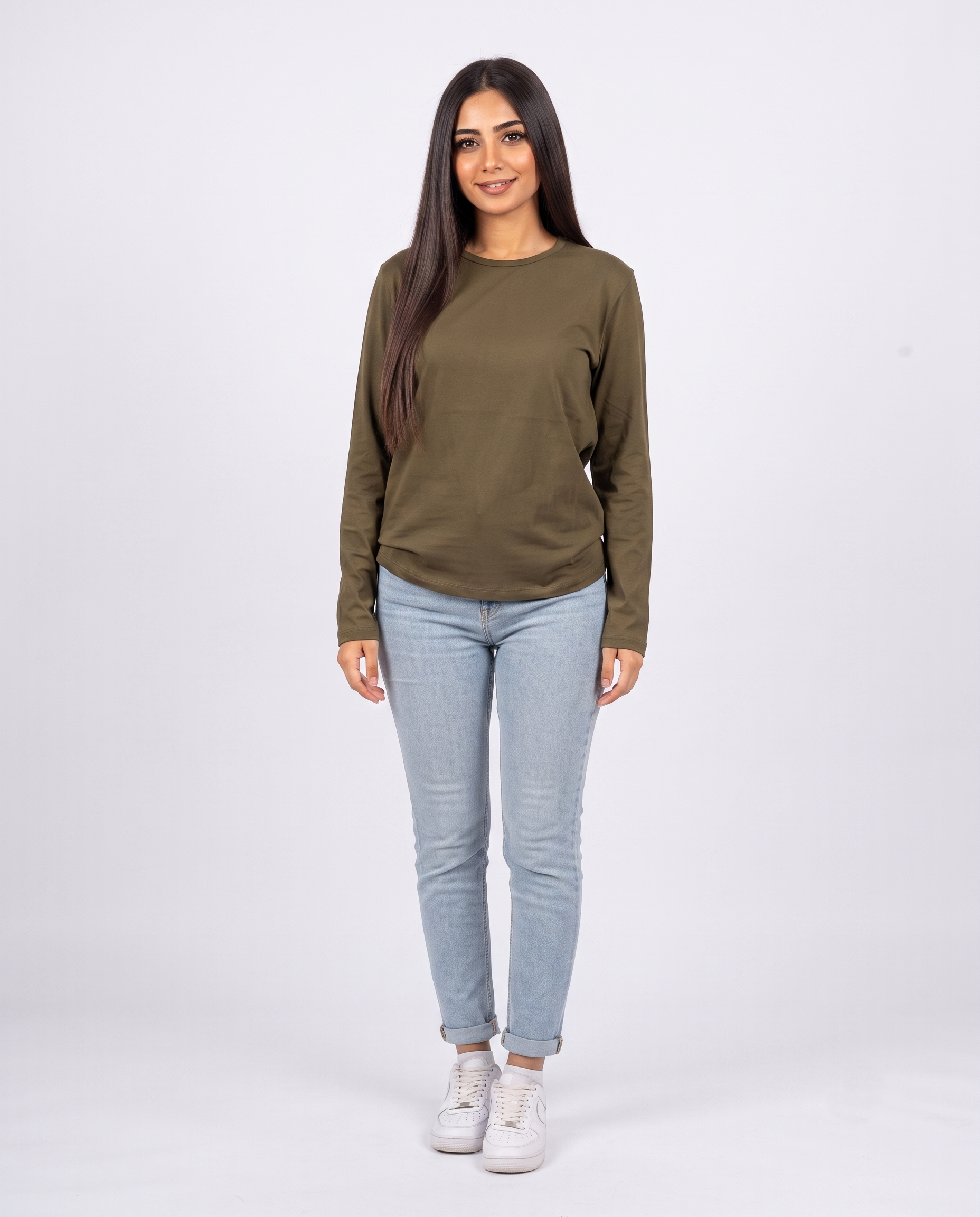 GIRLS PLAIN LONG SLEEVES T-SHIRT ROUND NECK