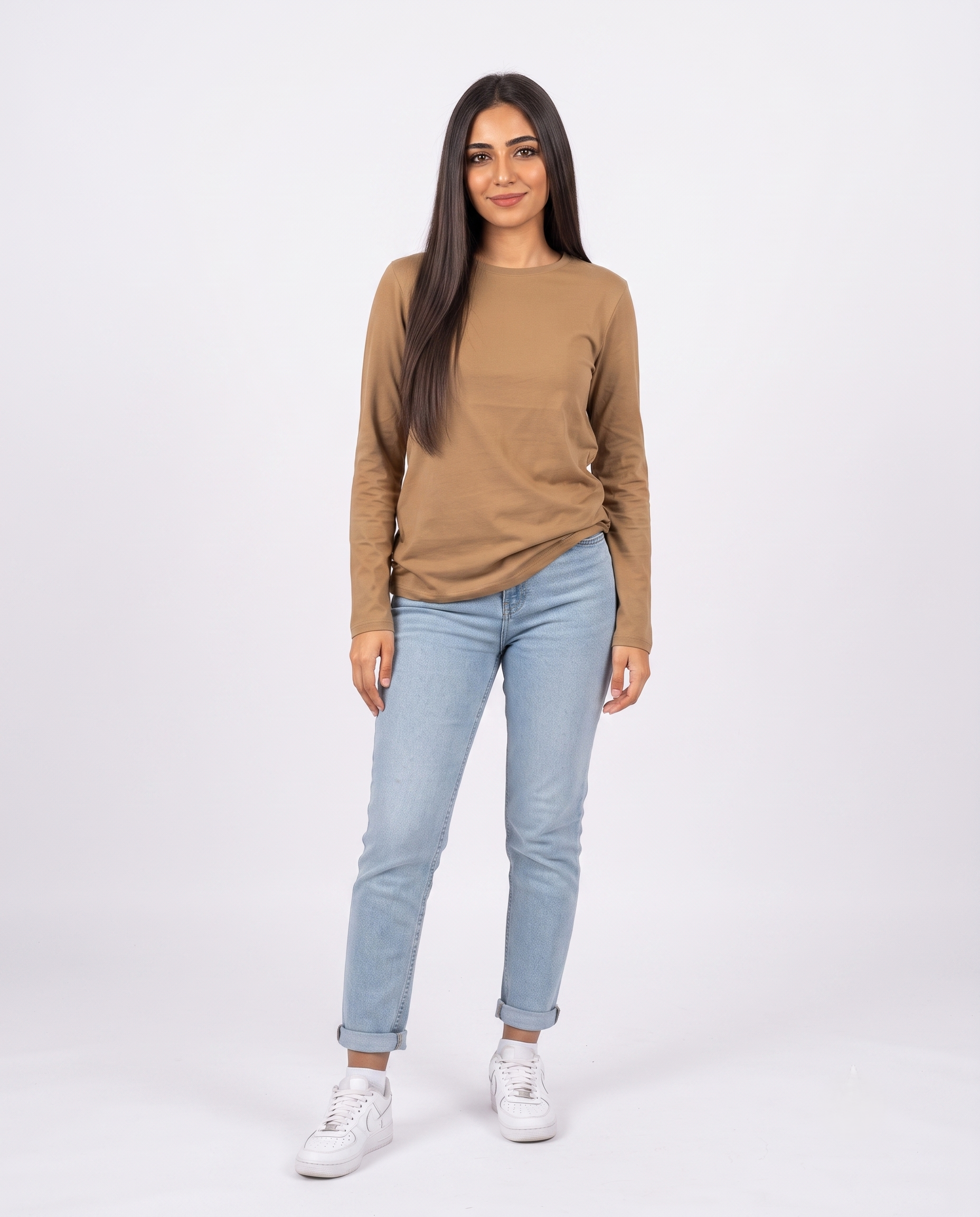 GIRLS PLAIN LONG SLEEVES T-SHIRT ROUND NECK