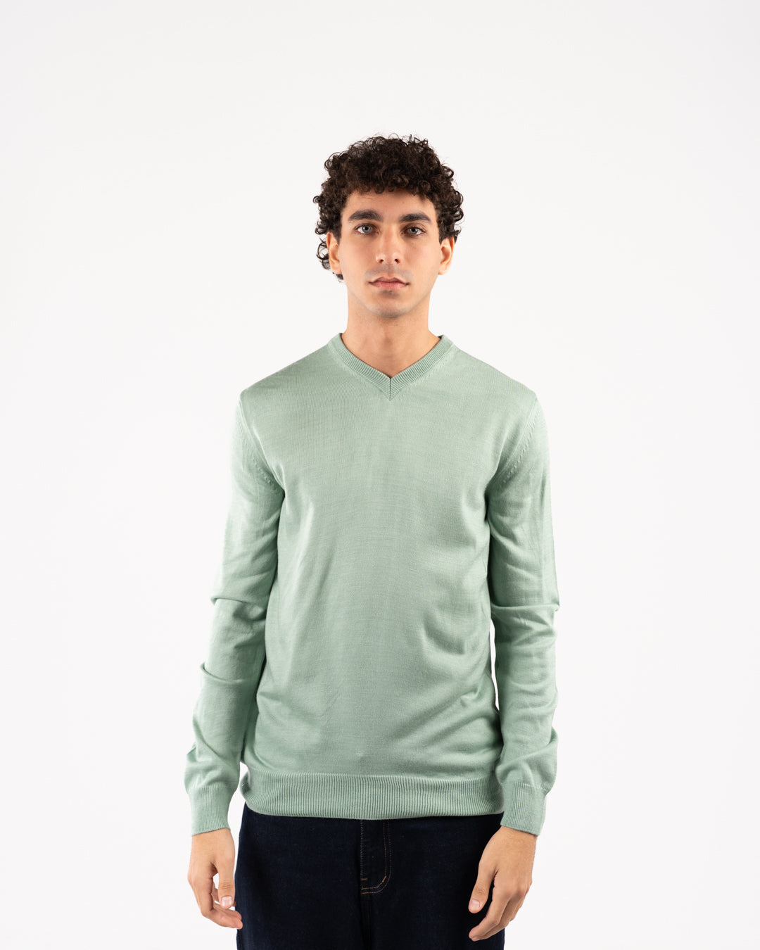 Men Plain Sweater V Neck