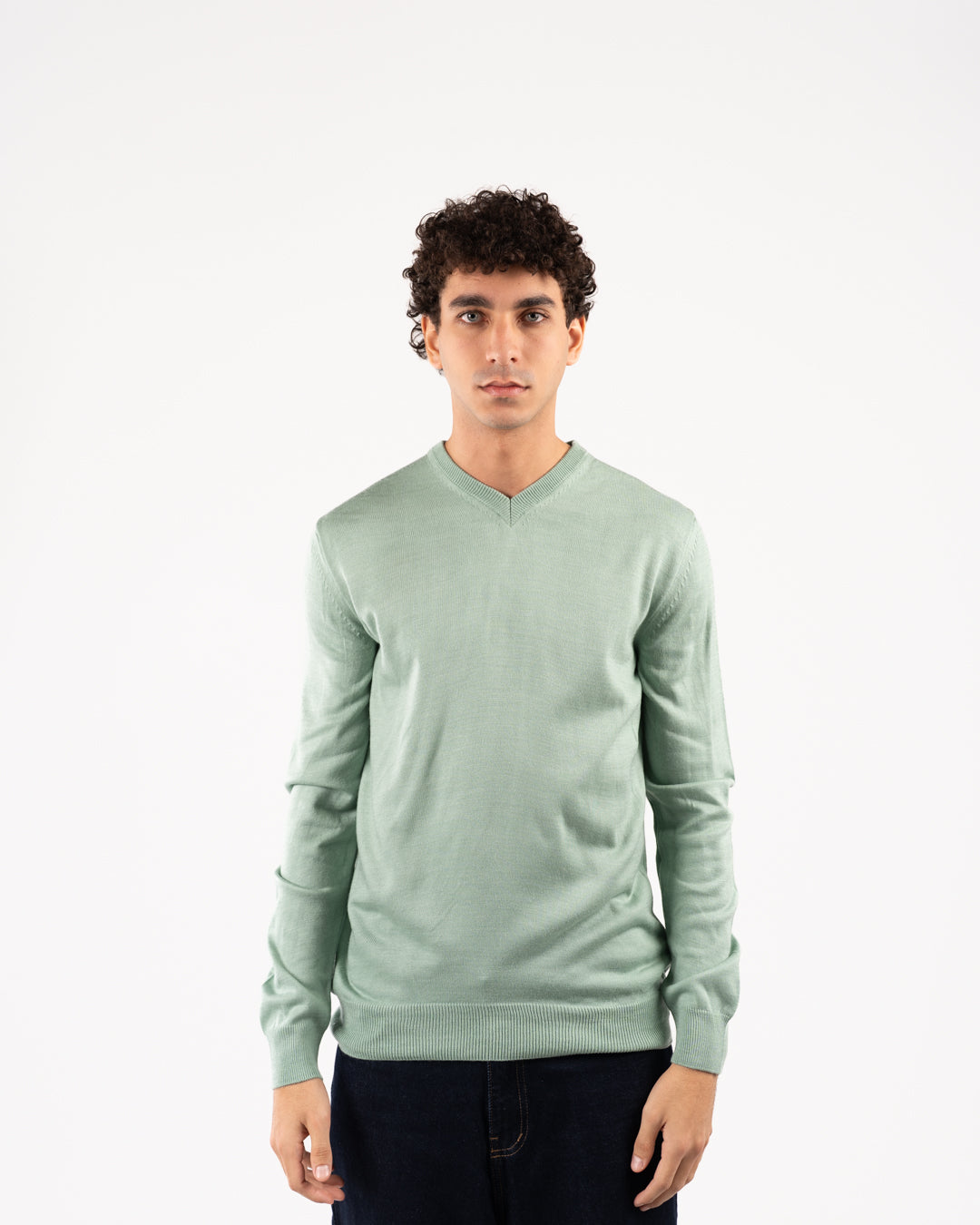 Men Plain Sweater V Neck