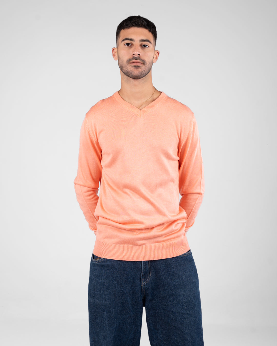 Men Plain Sweater V Neck