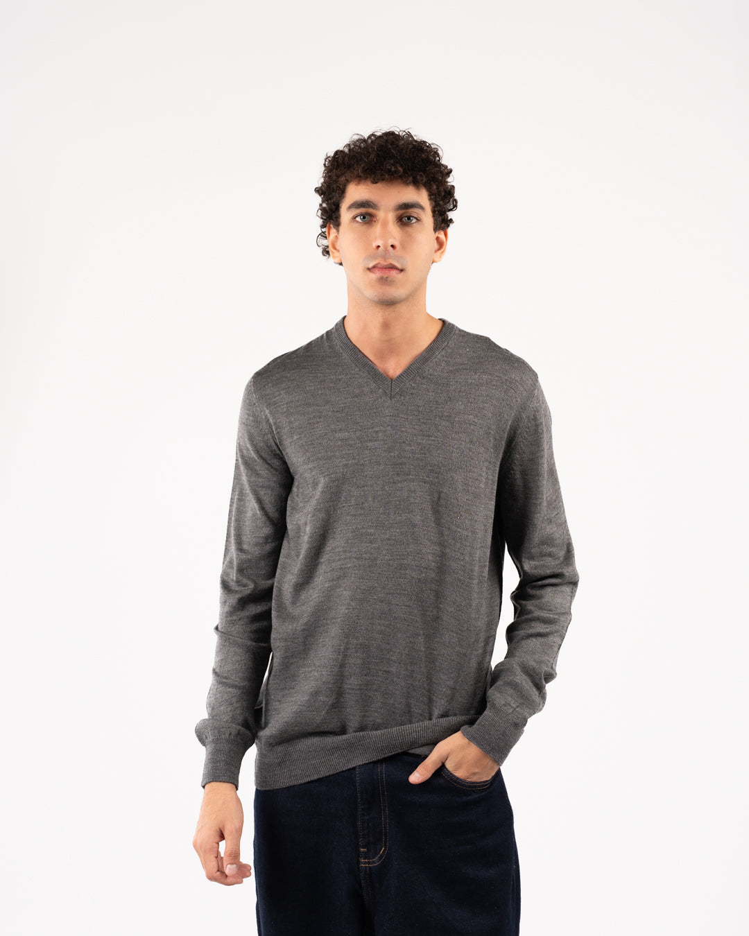 Men Plain Sweater V Neck