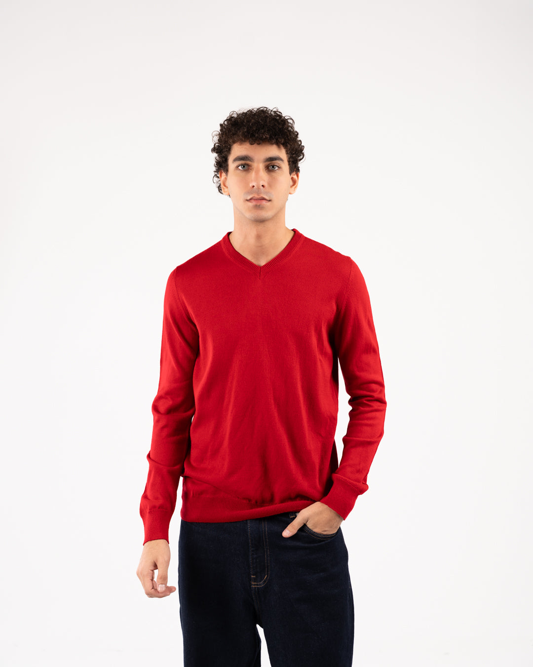 Men Plain Sweater V Neck