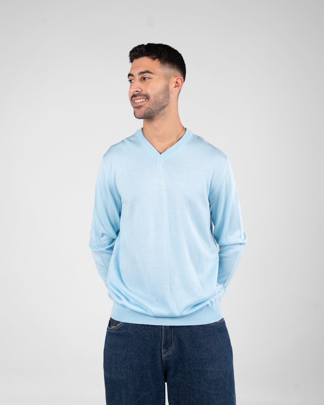 Men Plain Sweater V Neck