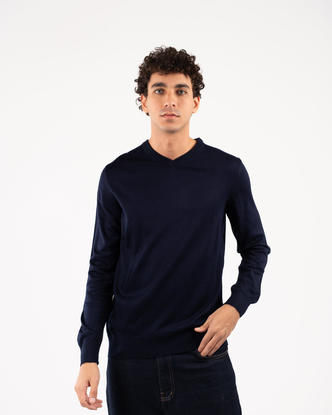 Men Plain Sweater V Neck