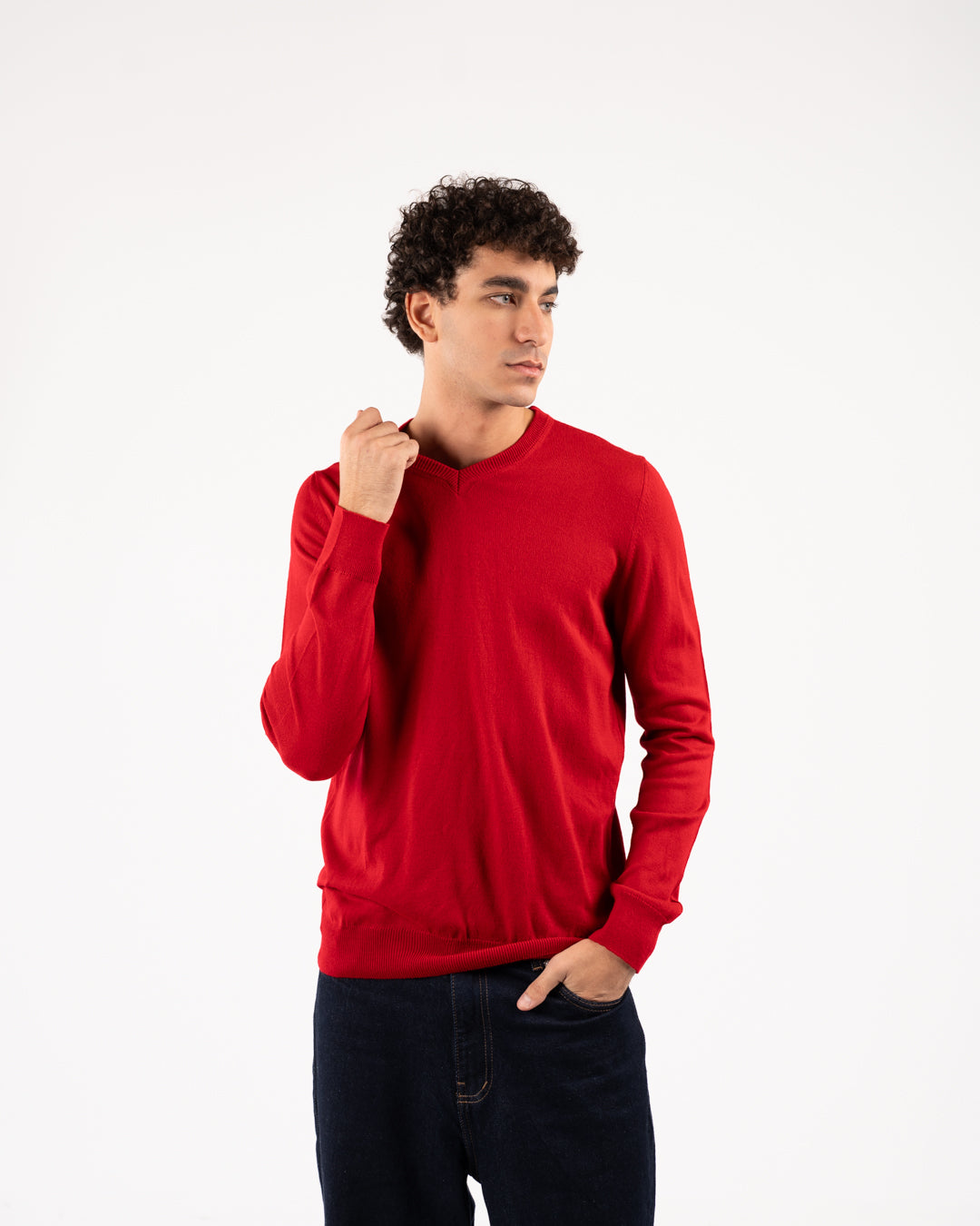 Men Plain Sweater V Neck