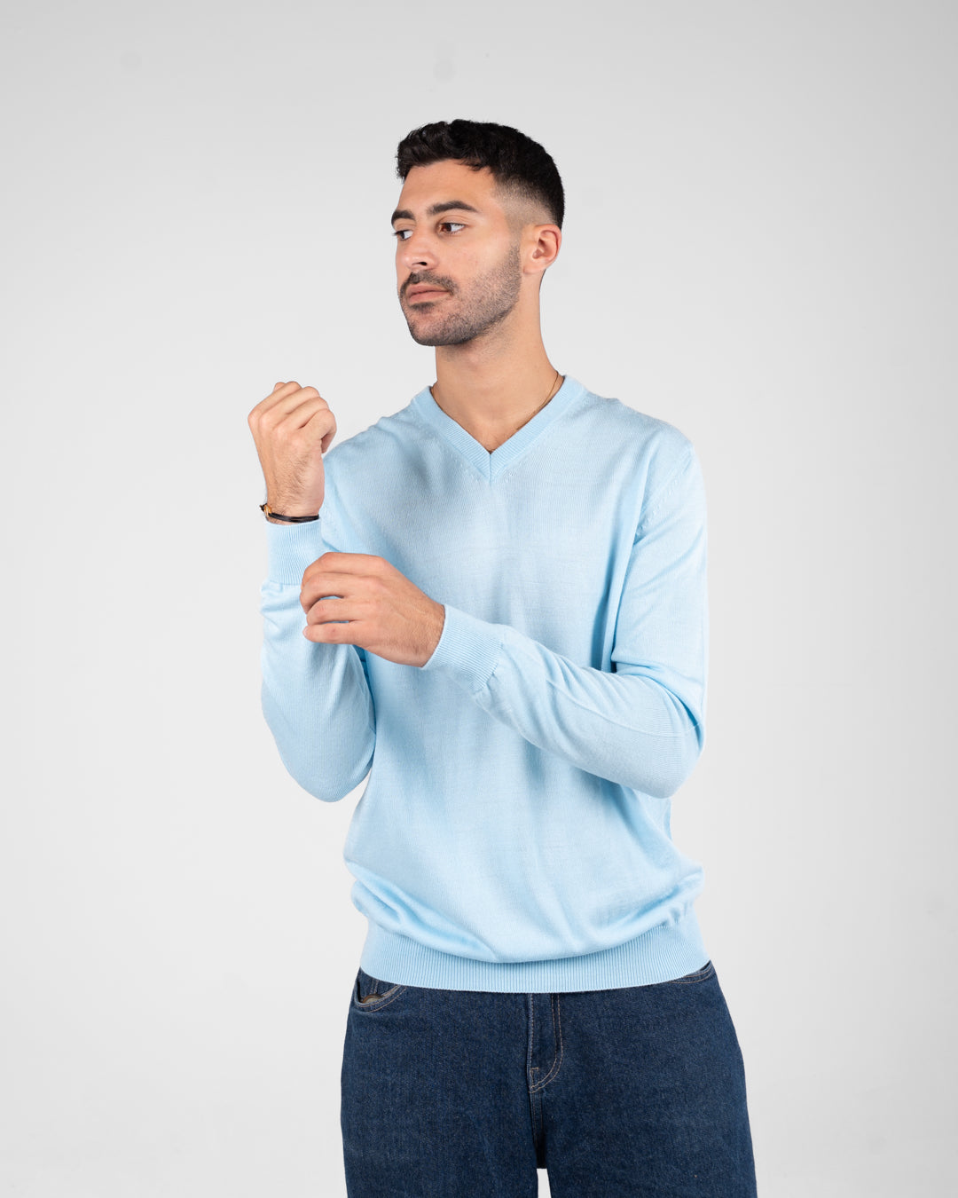 Men Plain Sweater V Neck