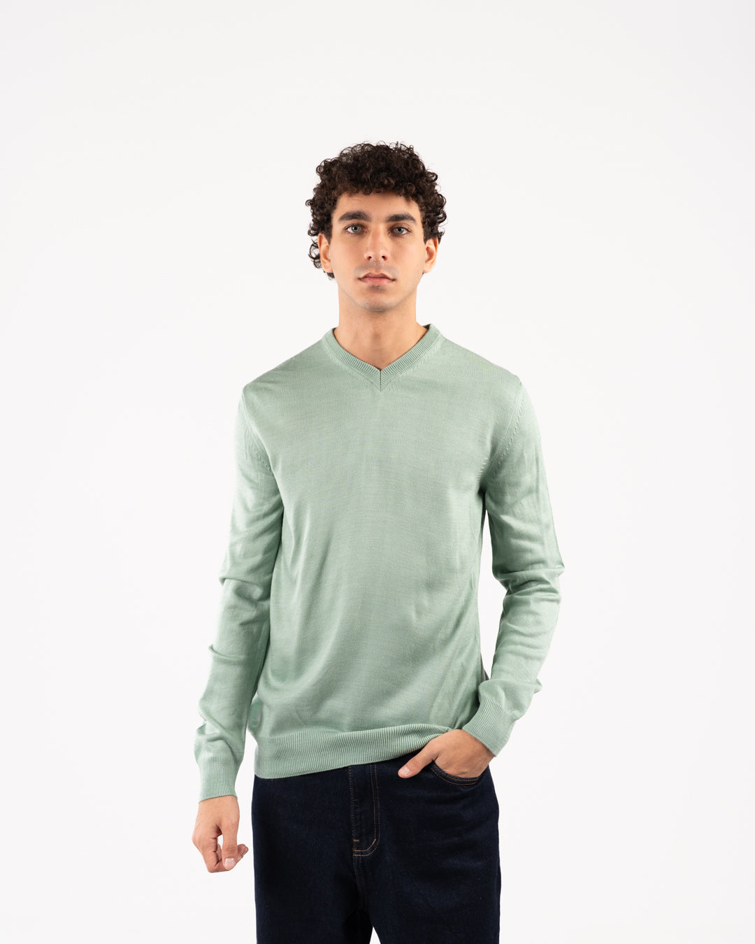 سترة رجالية سادة برقبة على شكل حرف V