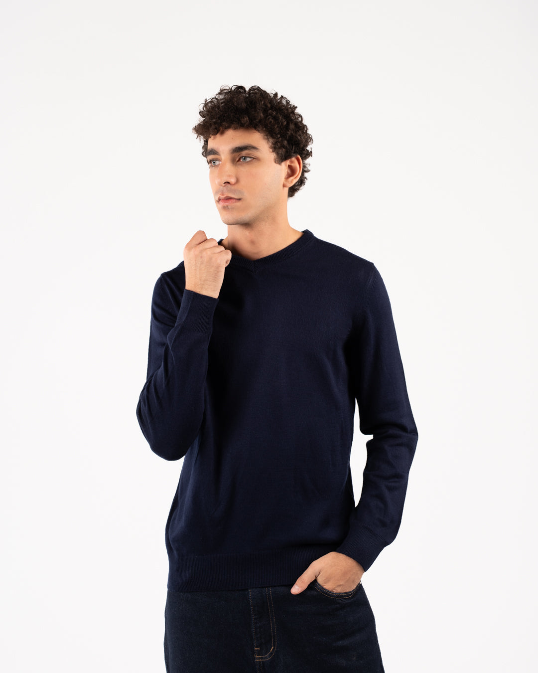 Men Plain Sweater V Neck