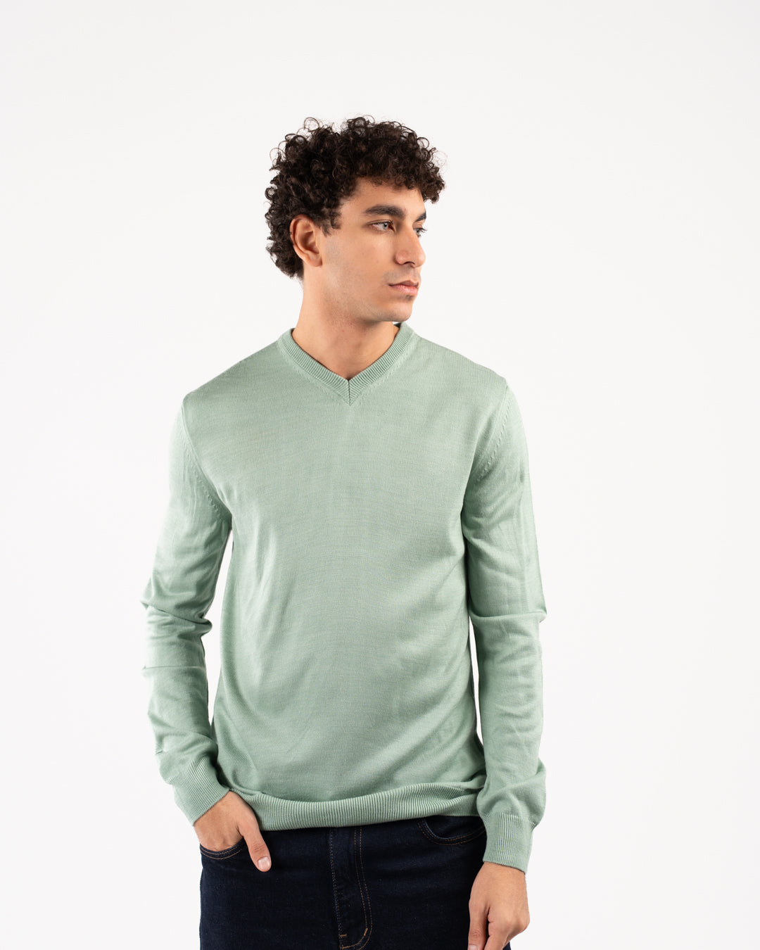 Men Plain Sweater V Neck