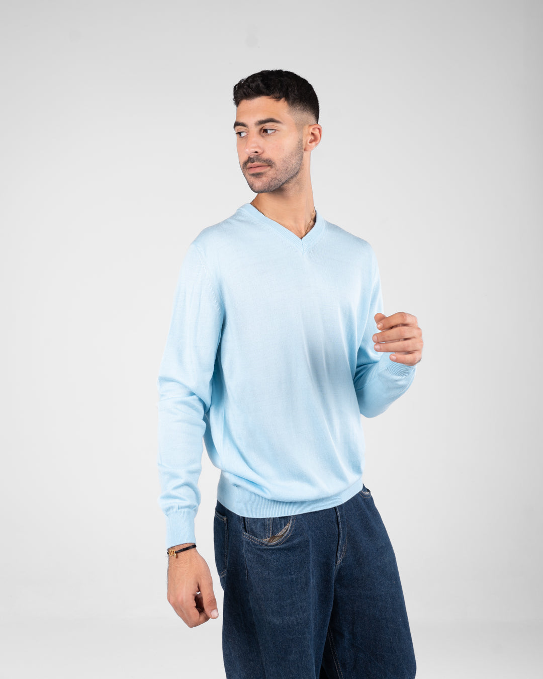 Men Plain Sweater V Neck