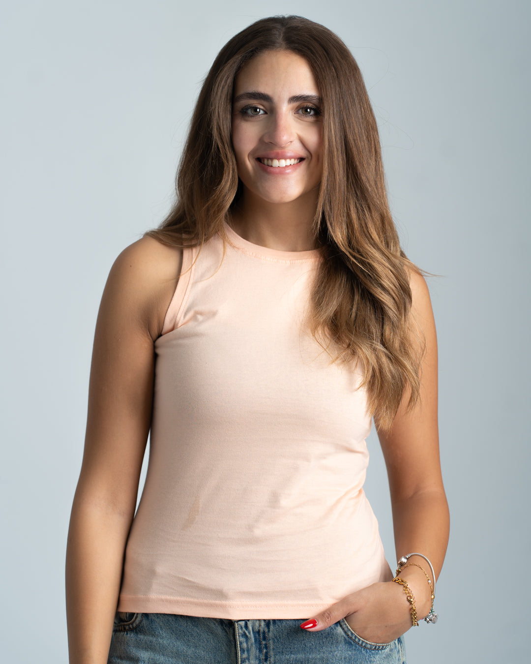 Sleeveless Womens Basic T-shirt