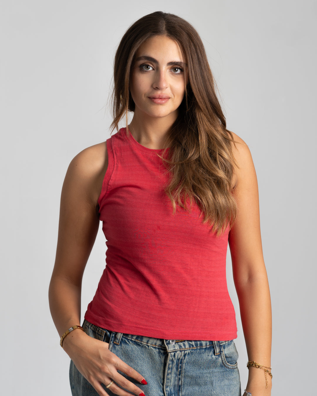 Sleeveless Womens Basic T-shirt