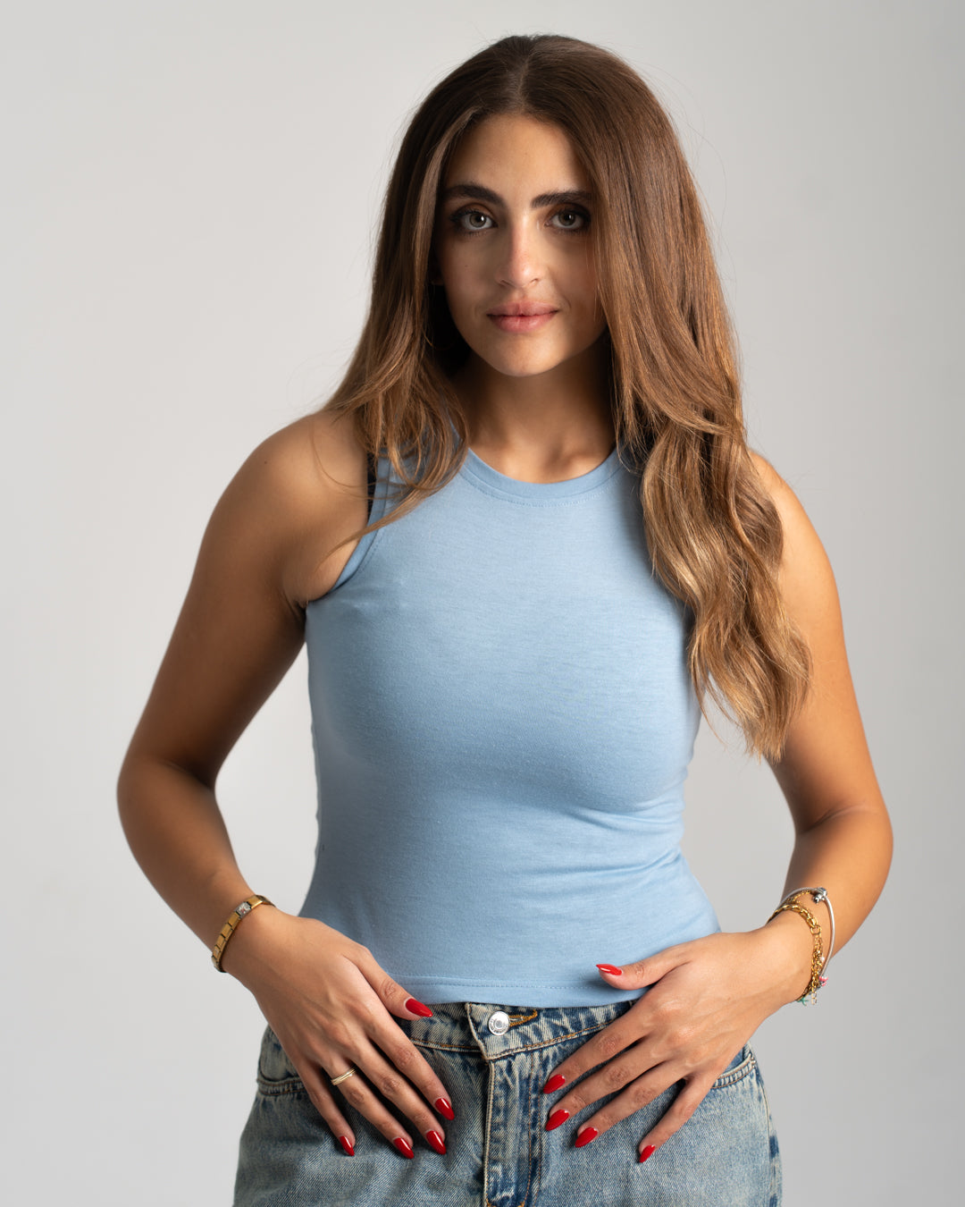 Sleeveless Womens Basic T-shirt