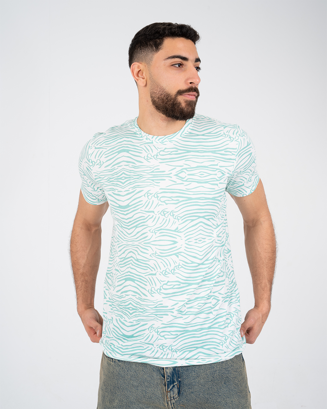 Men T-Shirt Half-Sleeves Leaf Printed