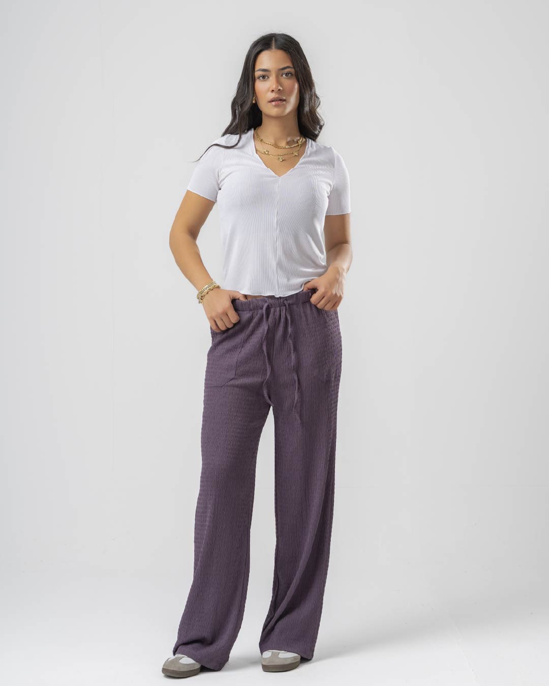 Plain Women Pants with Pockets 2216