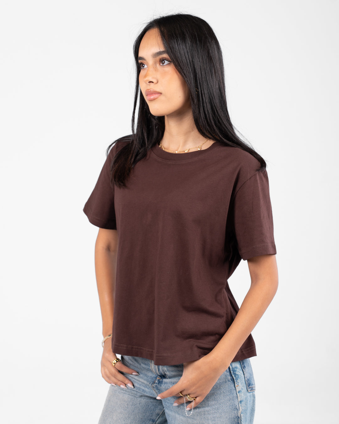 تي شيرت نسائي سادة بأكمام نصفية