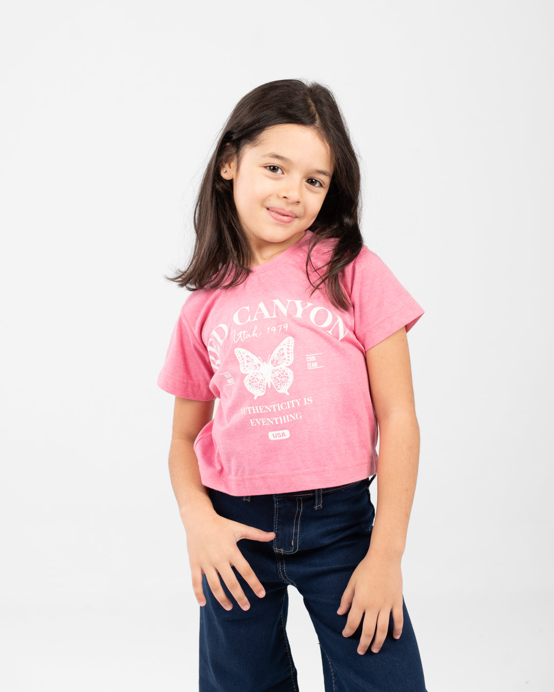 Cropped Girls T-Shirt Red Canyon Printed