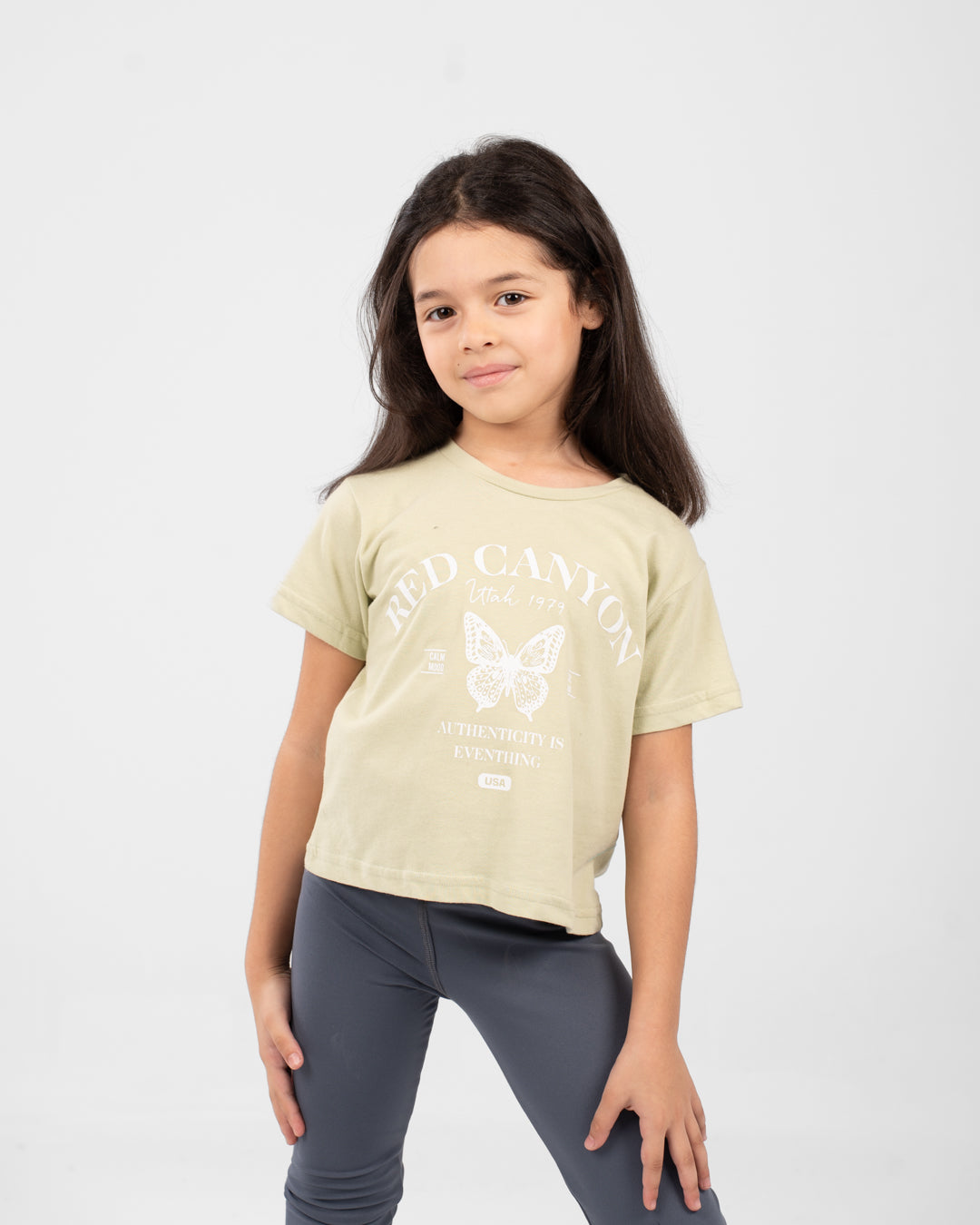 Cropped Girls T-Shirt Red Canyon Printed
