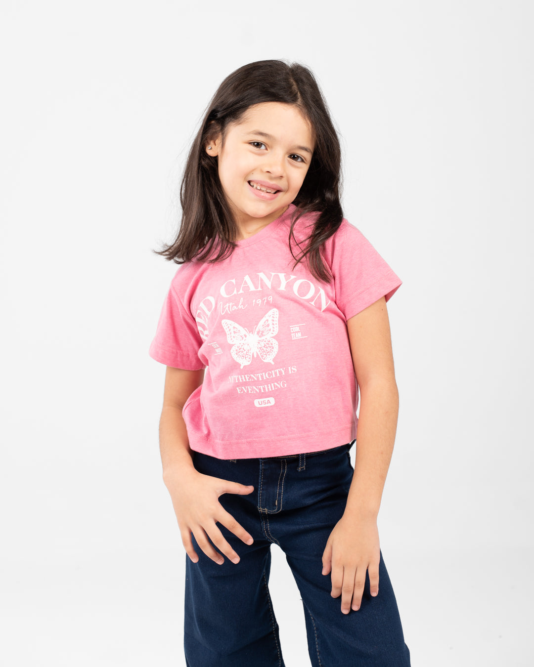 Cropped Girls T-Shirt Red Canyon Printed