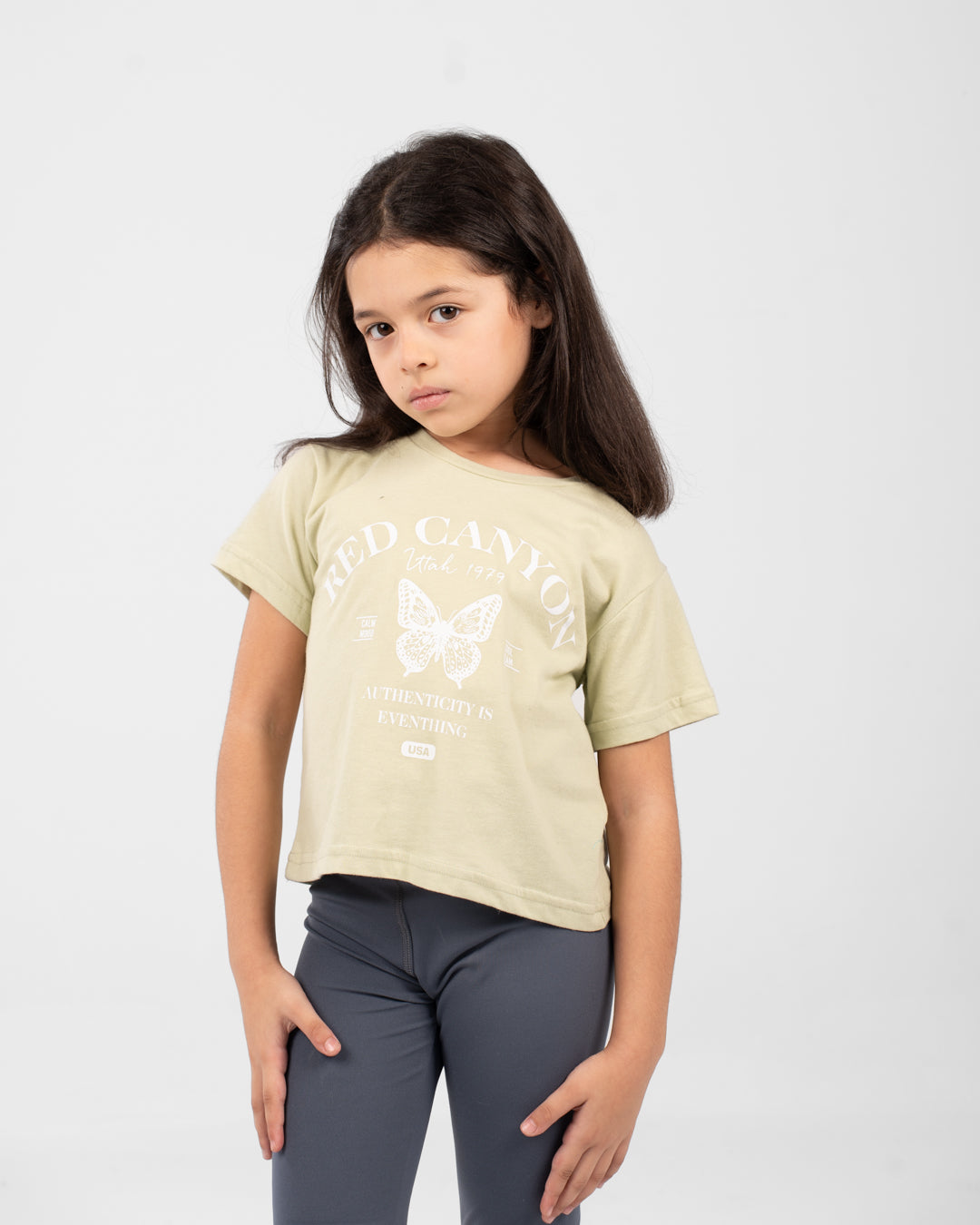 Cropped Girls T-Shirt Red Canyon Printed