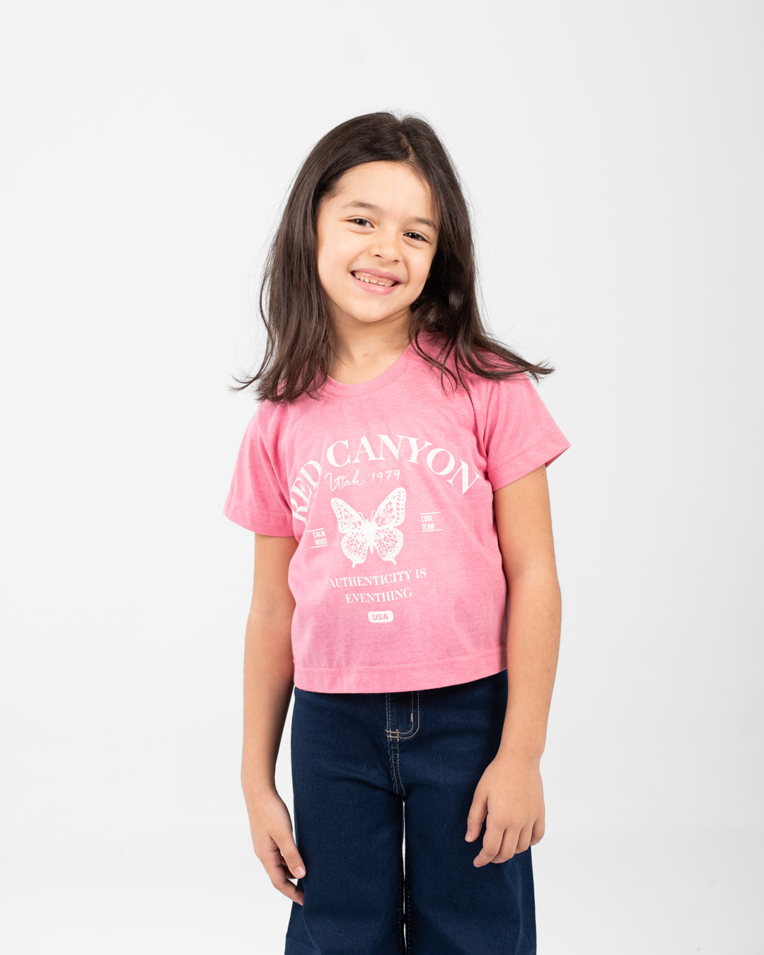 Cropped Girls T-Shirt Red Canyon Printed