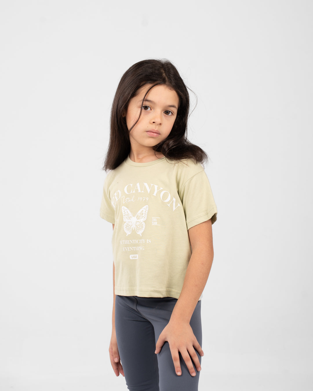 Cropped Girls T-Shirt Red Canyon Printed