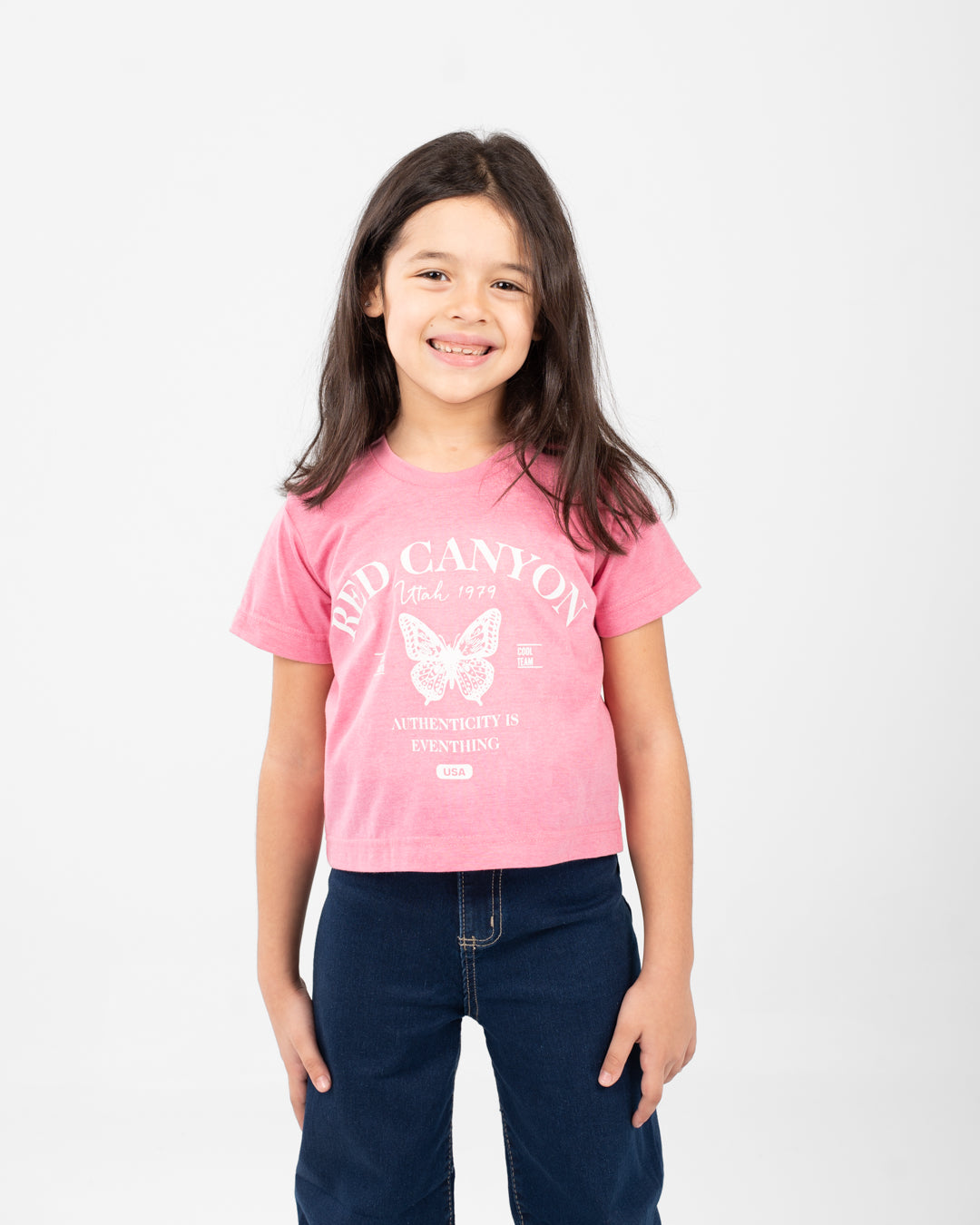 Cropped Girls T-Shirt Red Canyon Printed