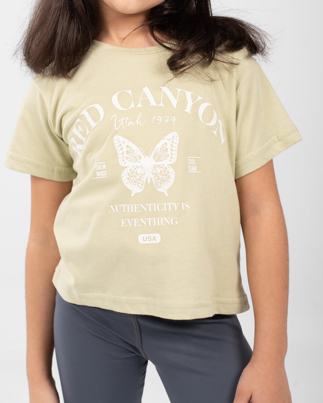 Cropped Girls T-Shirt Red Canyon Printed