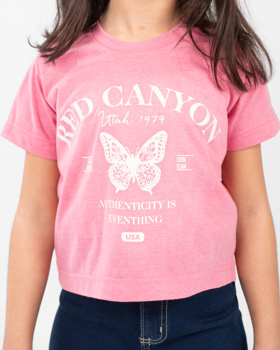 Cropped Girls T-Shirt Red Canyon Printed