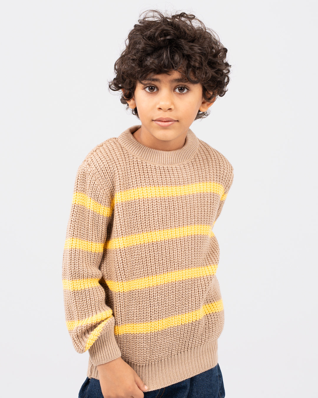 بلوفر مخطط برقبة دائرية