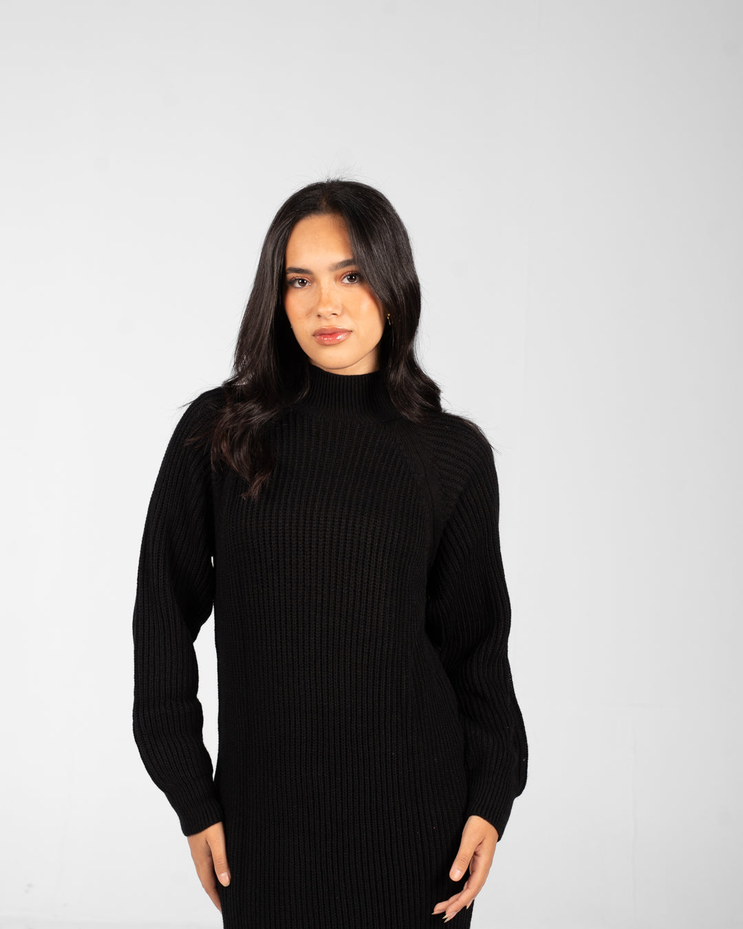 Women Half Collar Knitted Dress