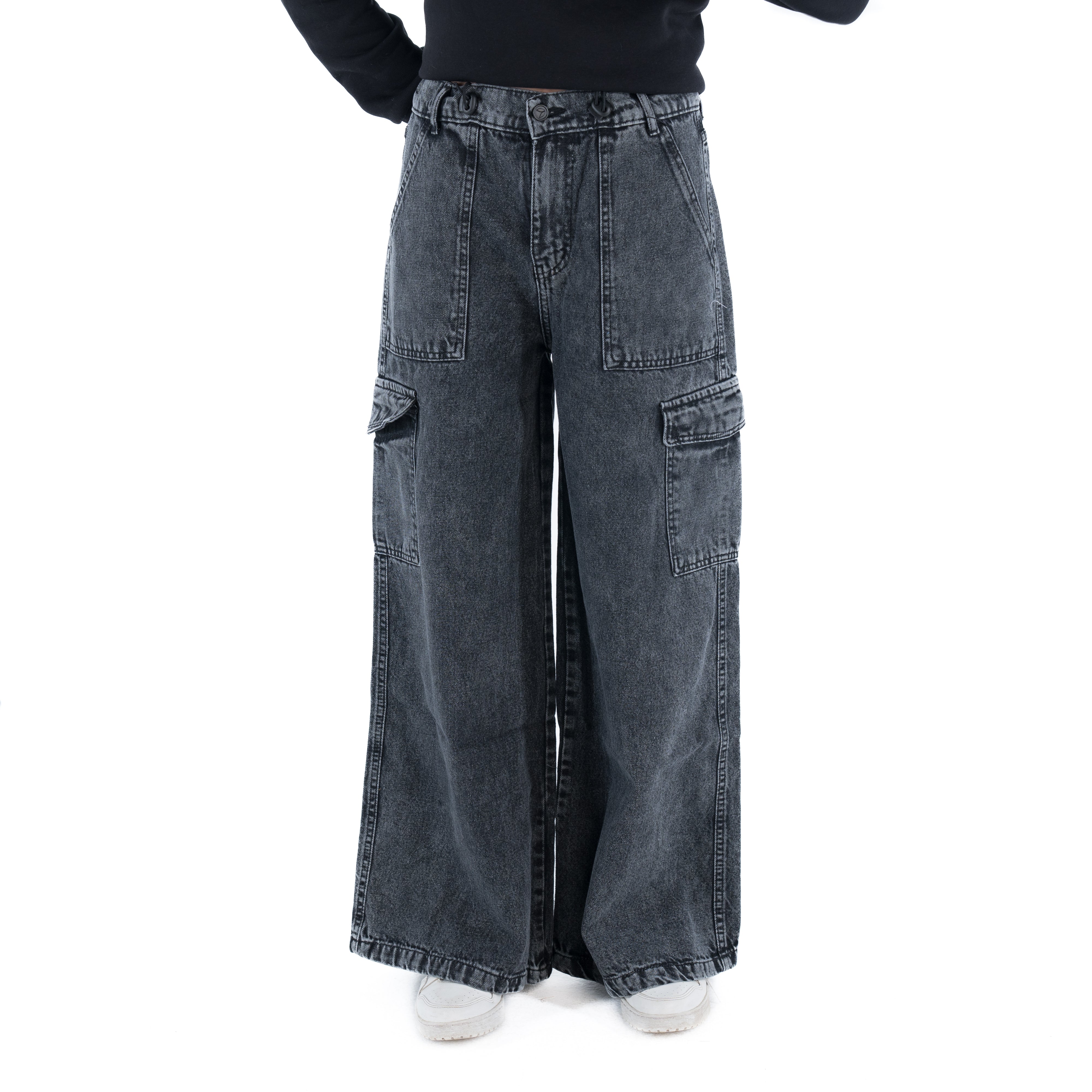 بنطلون جينز نسائي واسع الساق